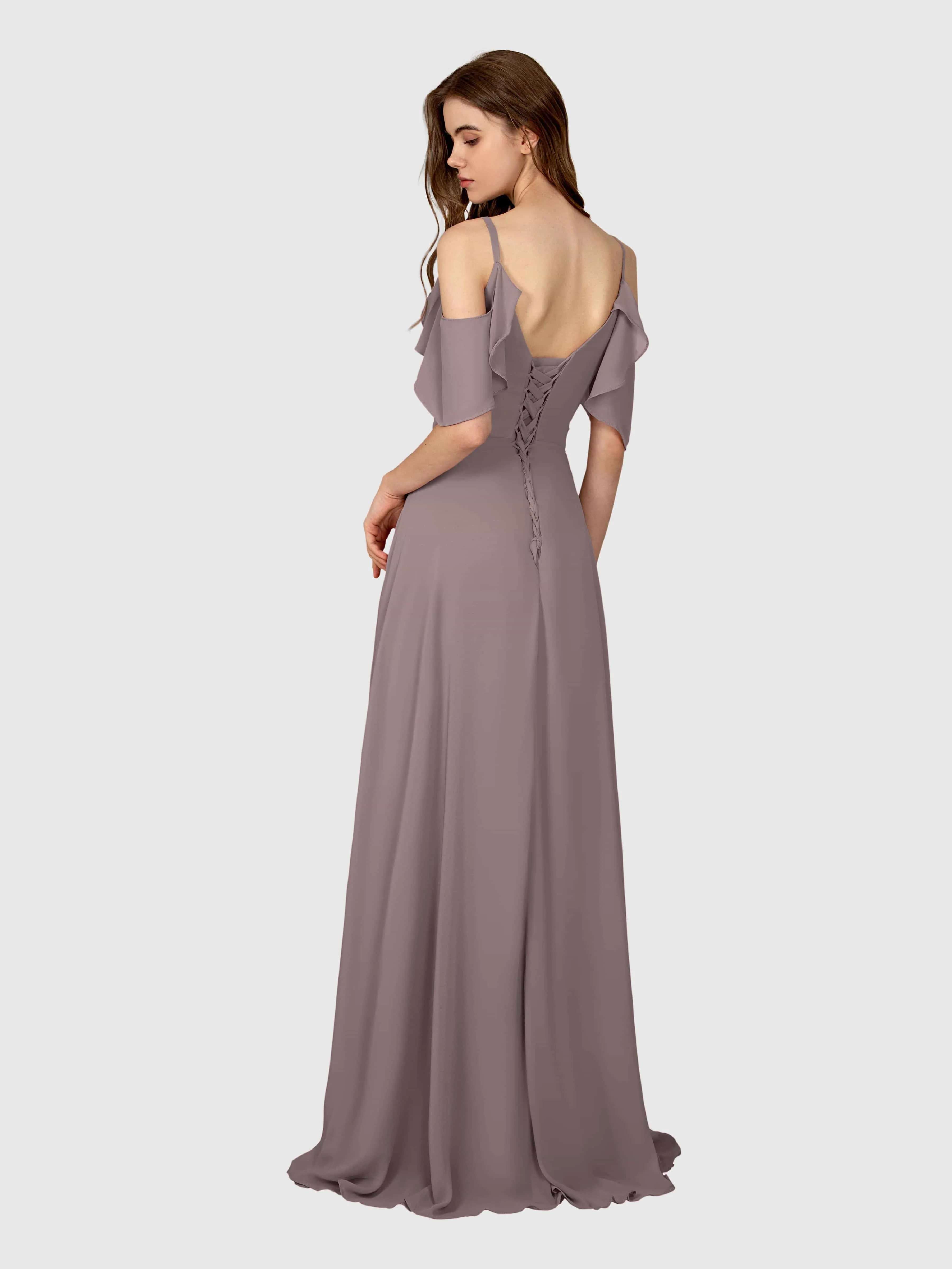 Evelyn Trendy Ruched Draped Sleeves Bridesmaid Dresses