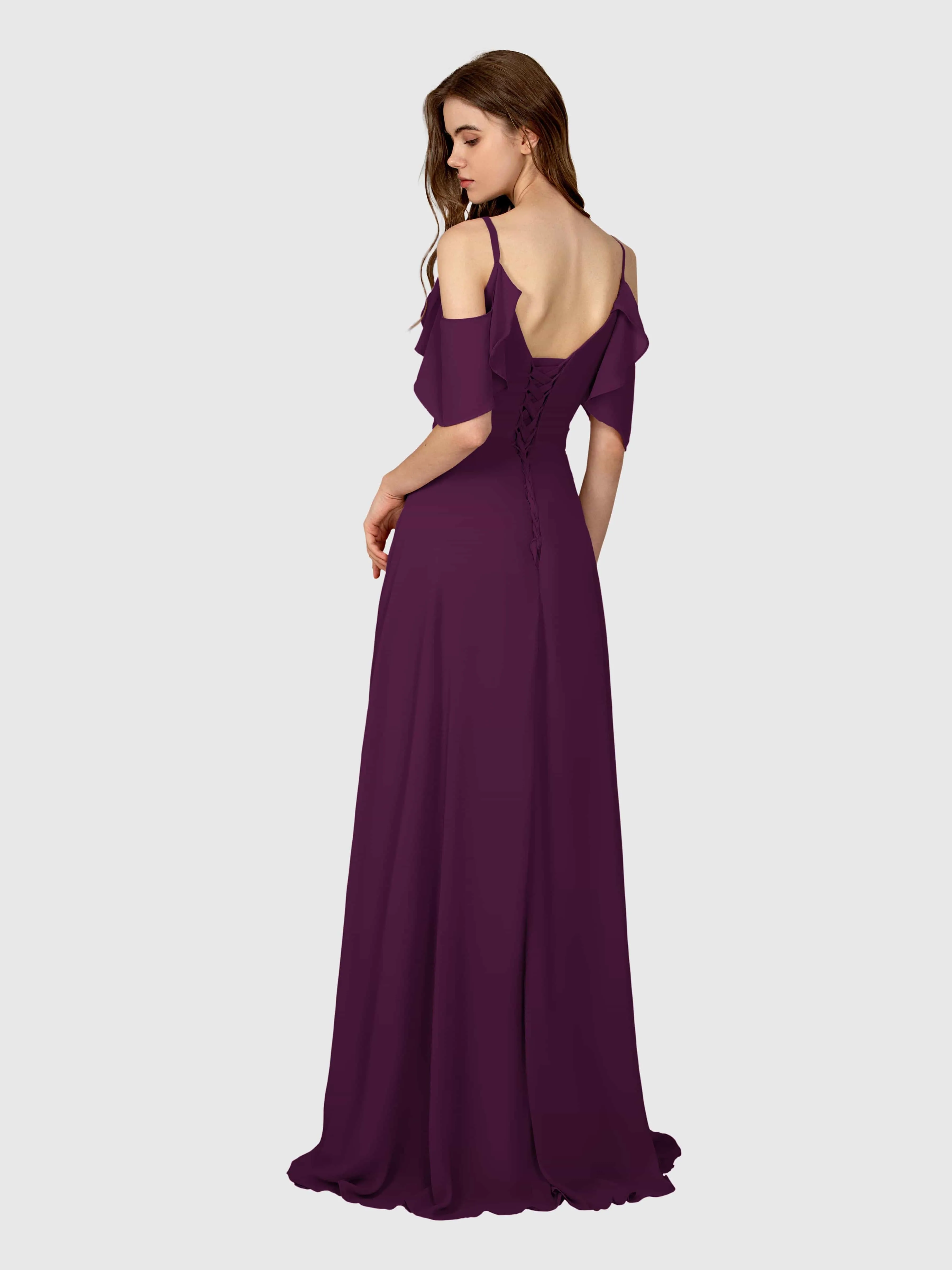 Evelyn Trendy Ruched Draped Sleeves Bridesmaid Dresses