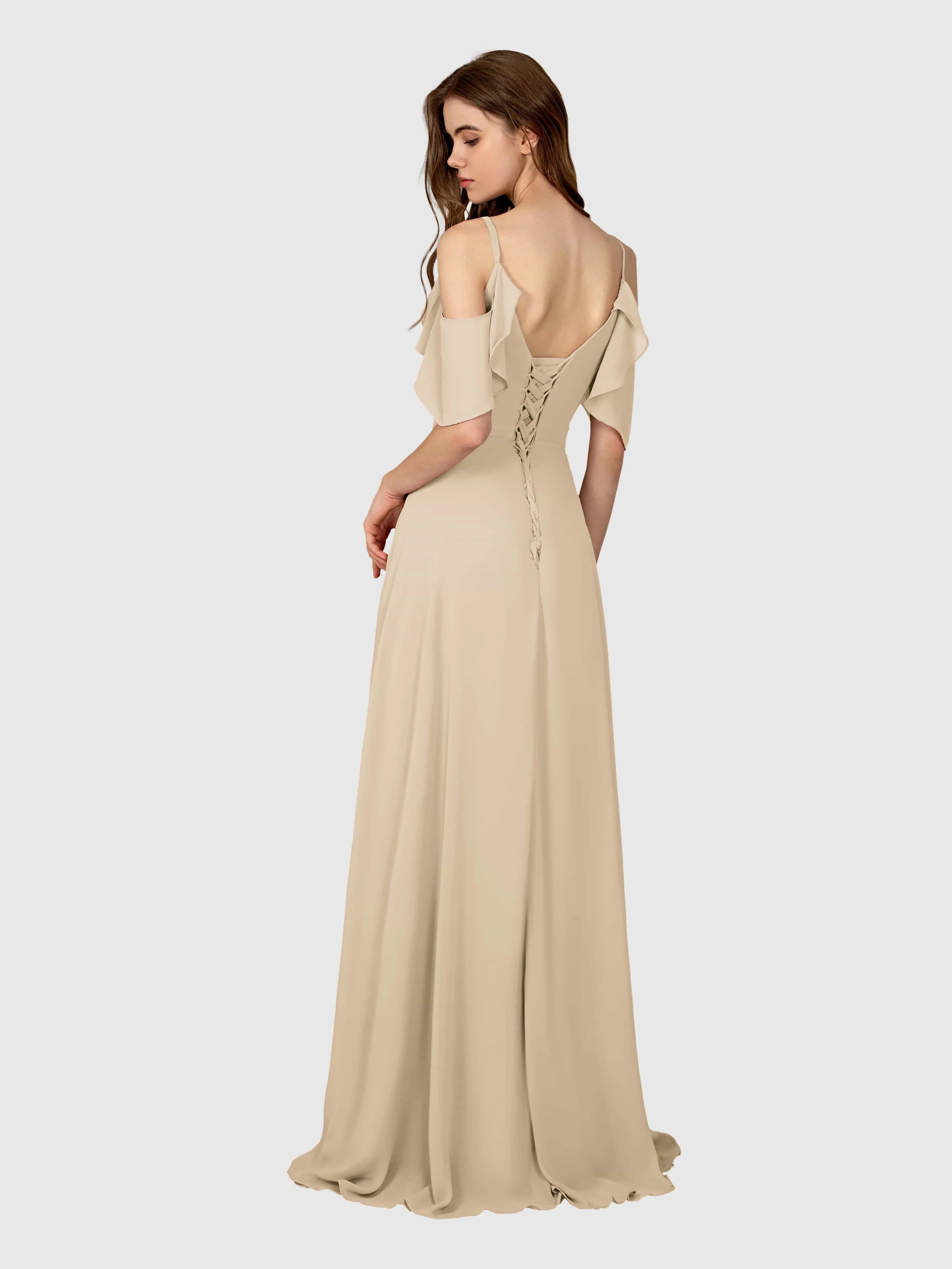 Evelyn Trendy Ruched Draped Sleeves Bridesmaid Dresses