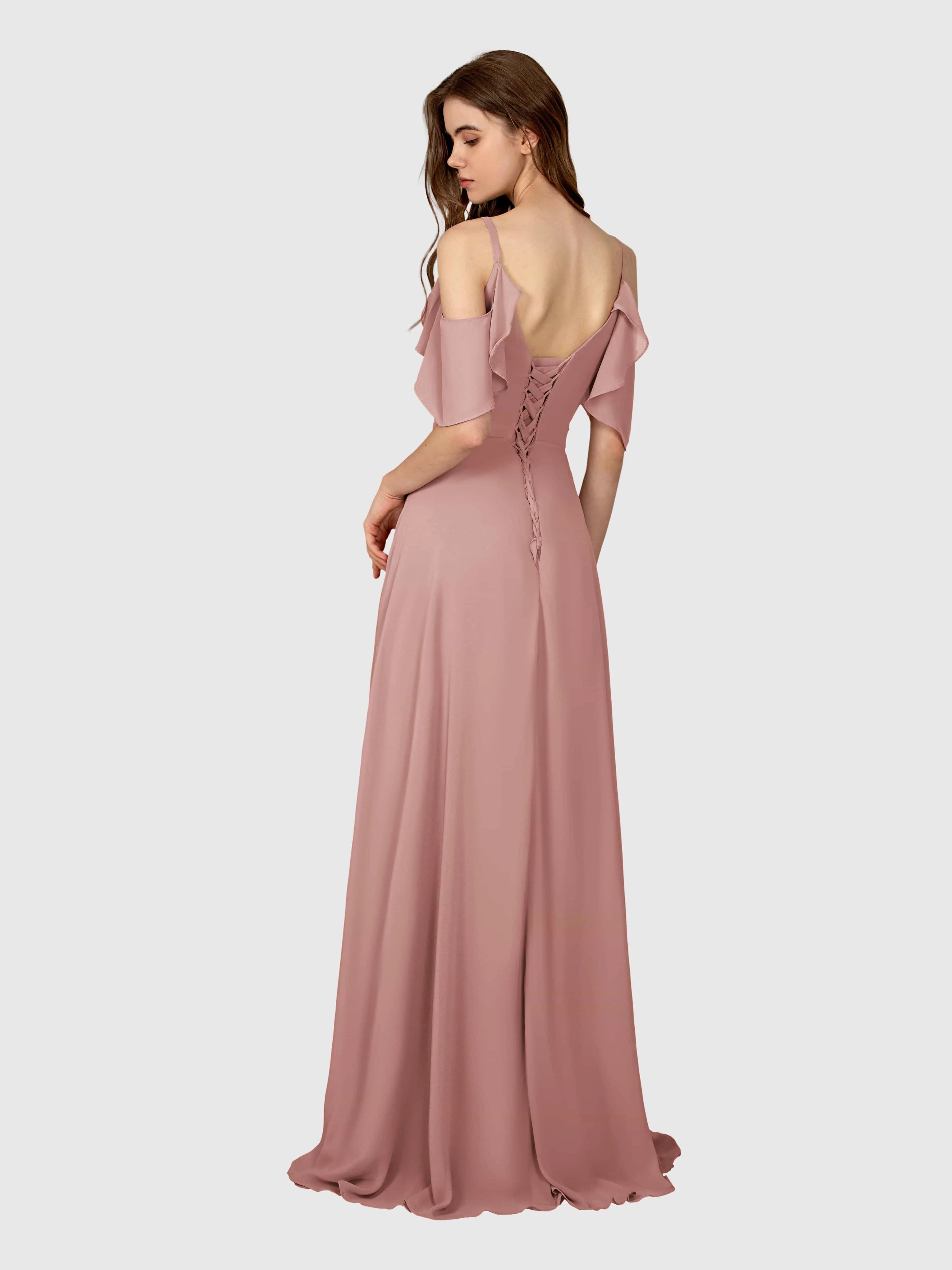 Evelyn Trendy Ruched Draped Sleeves Bridesmaid Dresses