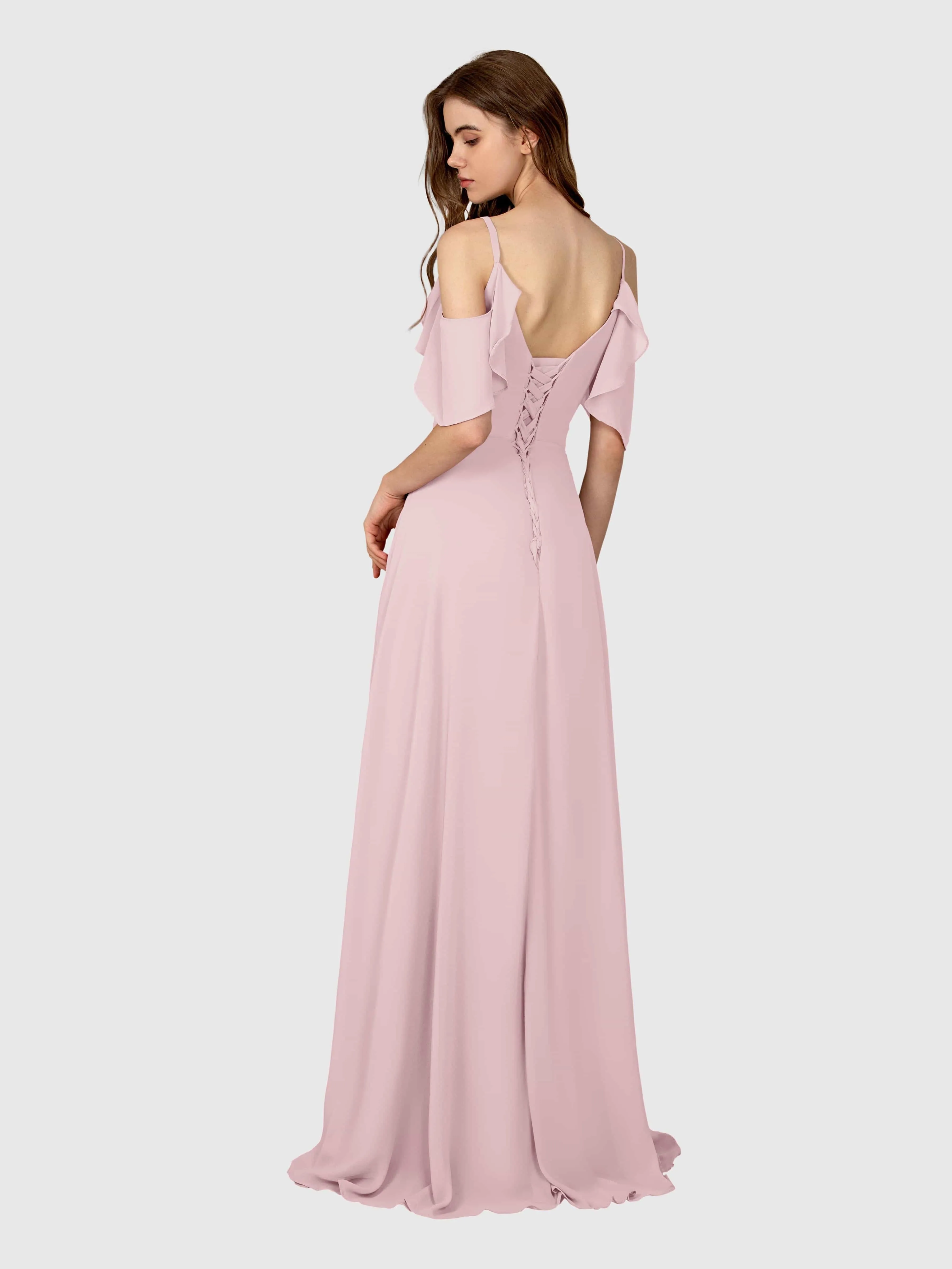 Evelyn Trendy Ruched Draped Sleeves Bridesmaid Dresses