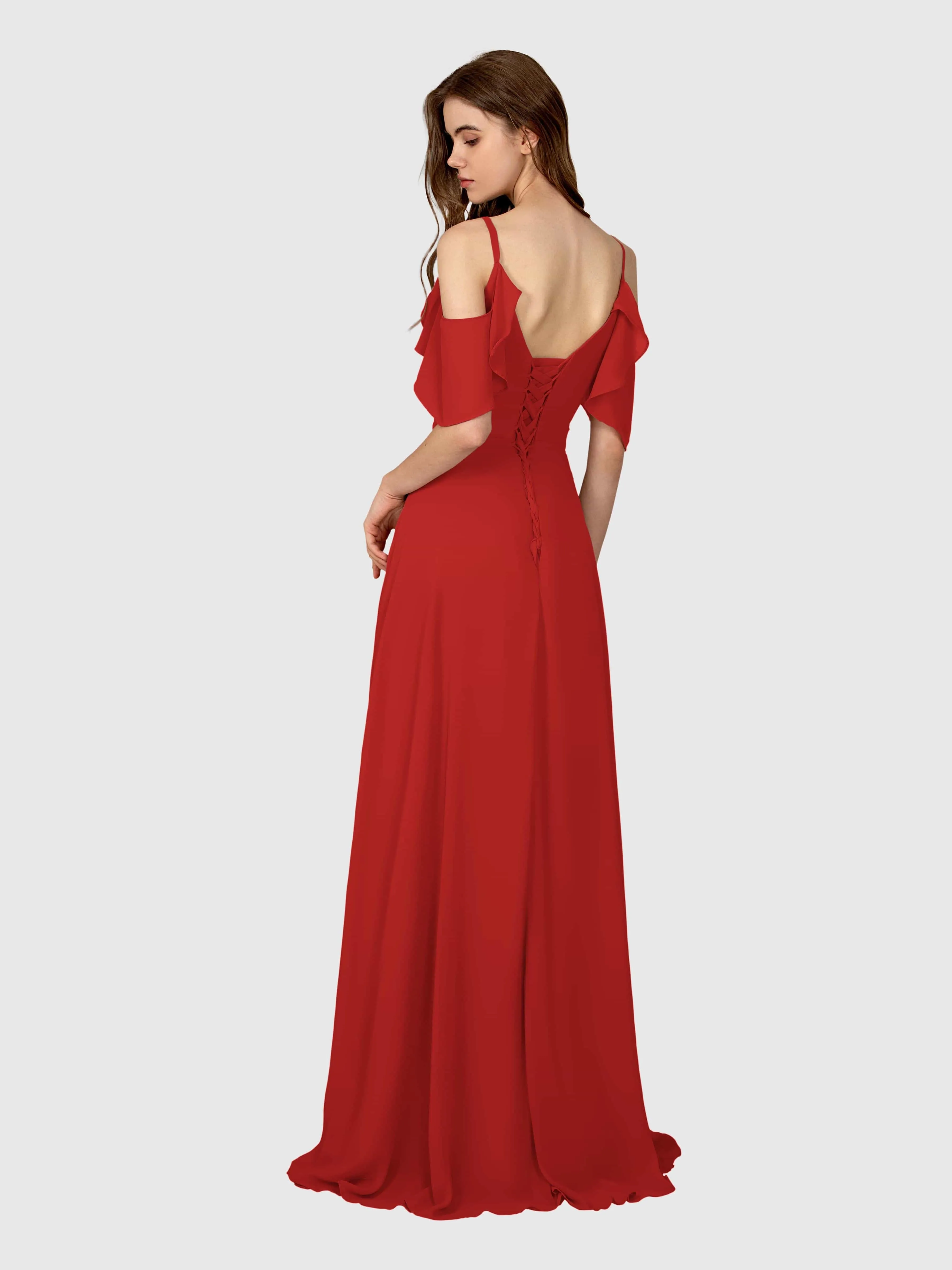 Evelyn Trendy Ruched Draped Sleeves Bridesmaid Dresses