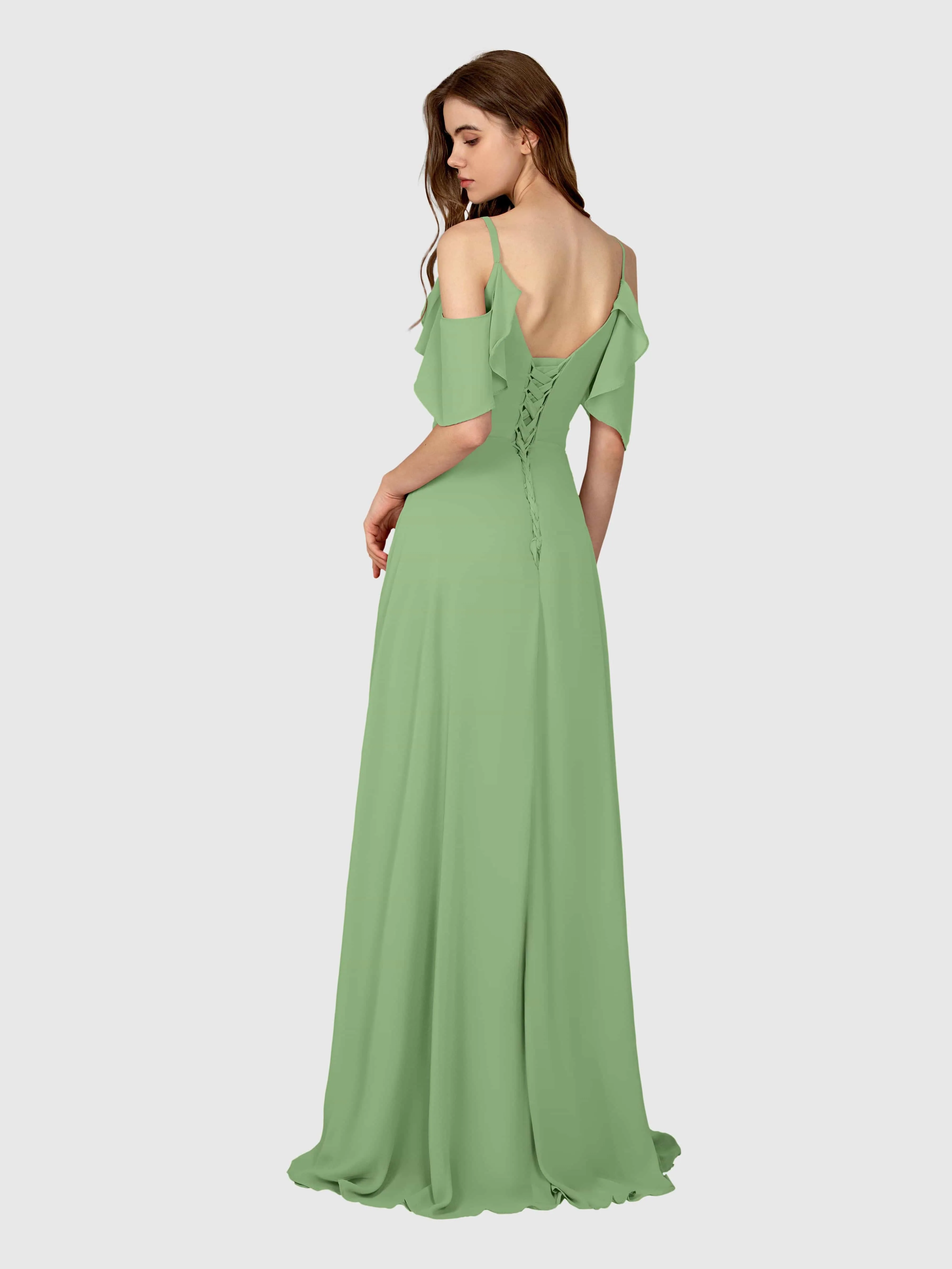 Evelyn Trendy Ruched Draped Sleeves Bridesmaid Dresses