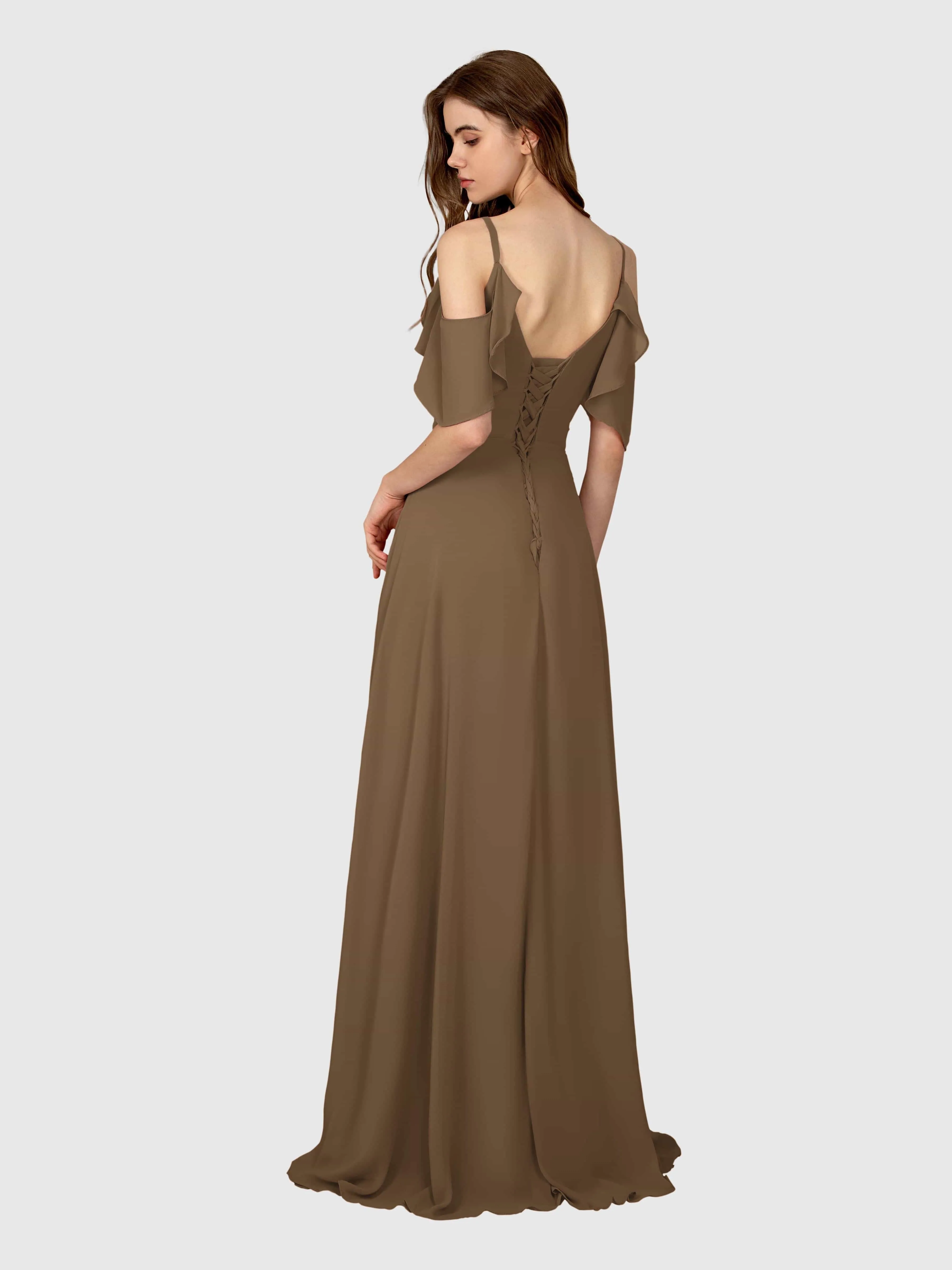 Evelyn Trendy Ruched Draped Sleeves Bridesmaid Dresses