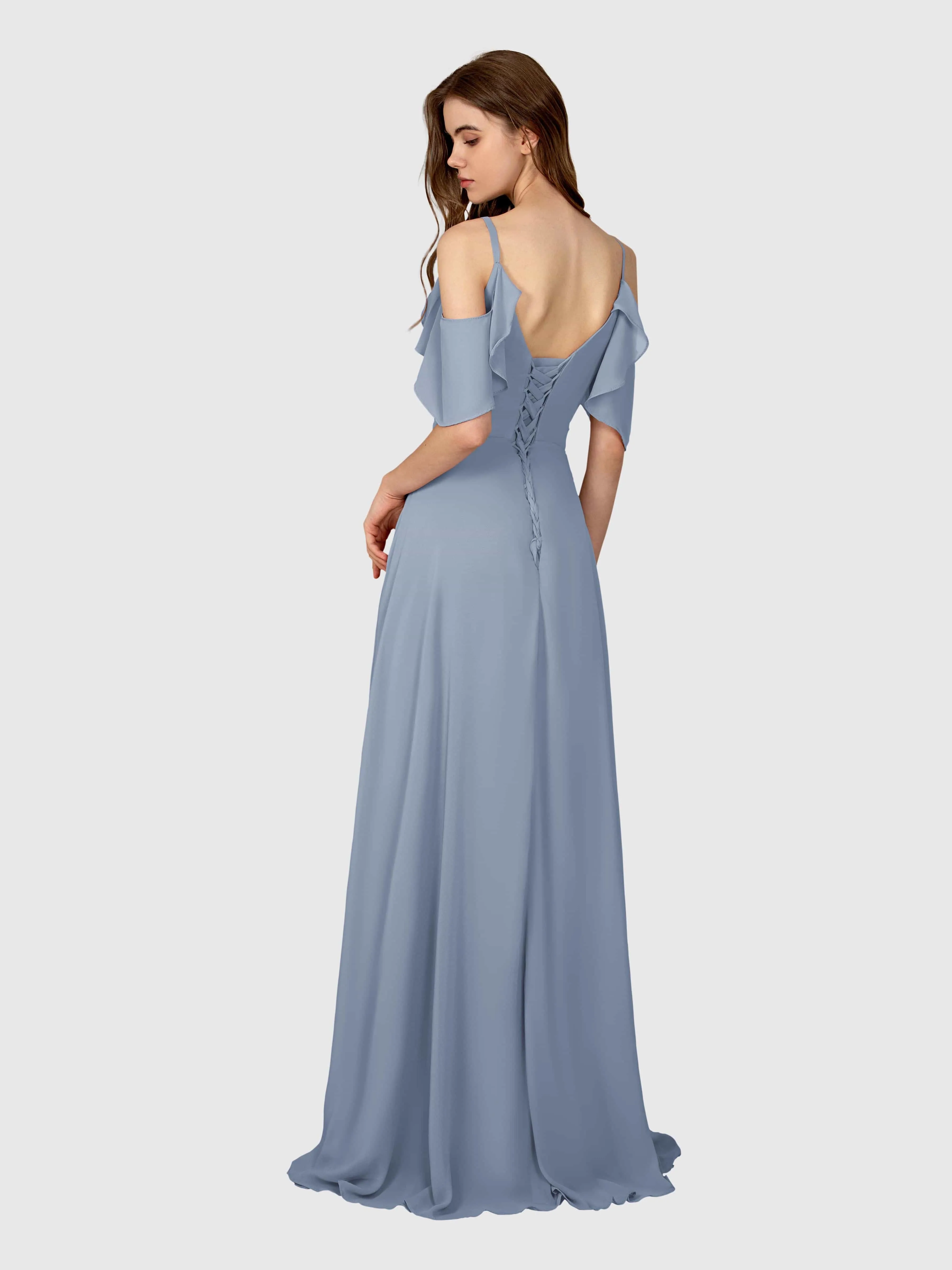 Evelyn Trendy Ruched Draped Sleeves Bridesmaid Dresses
