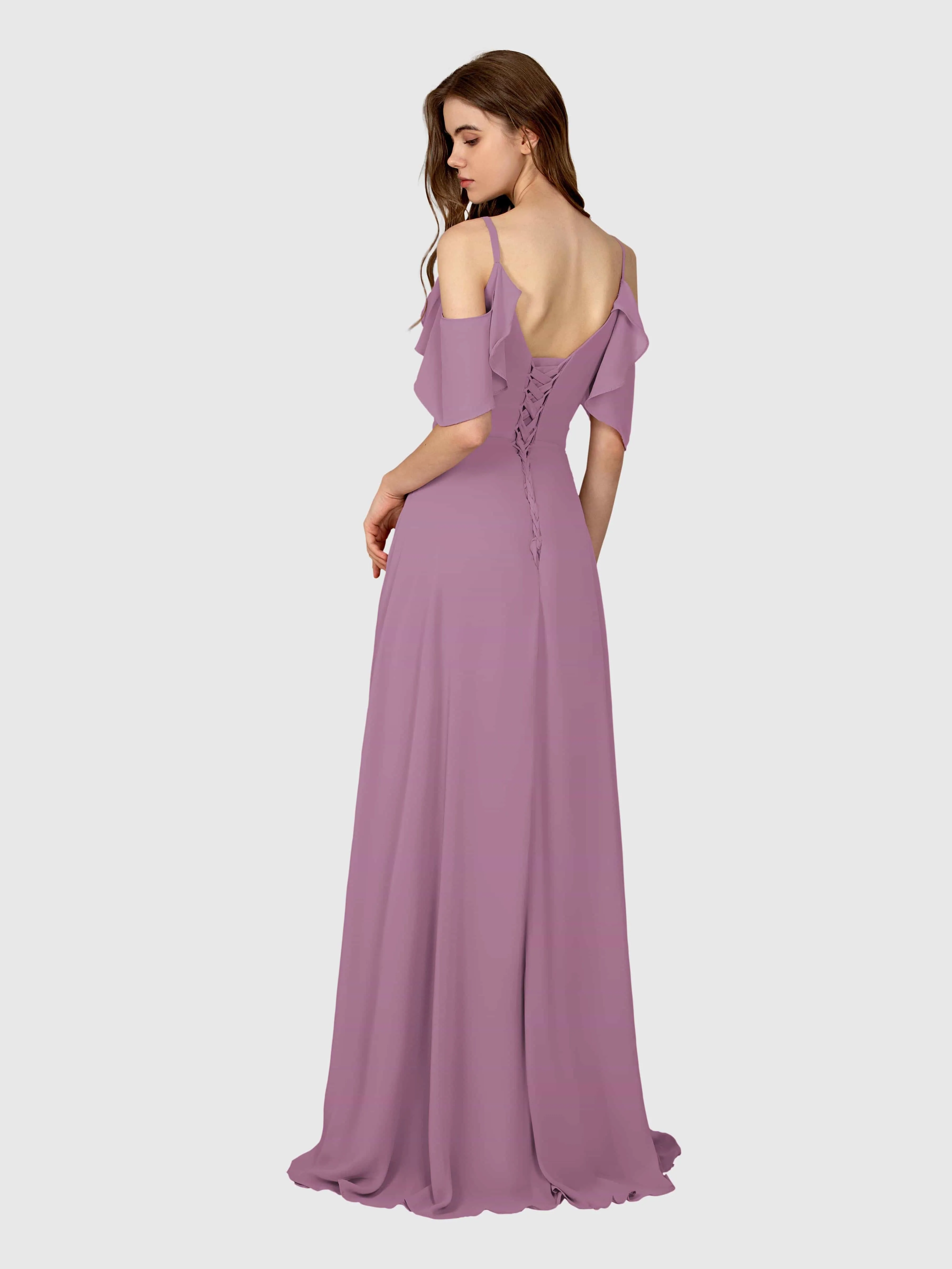 Evelyn Trendy Ruched Draped Sleeves Bridesmaid Dresses