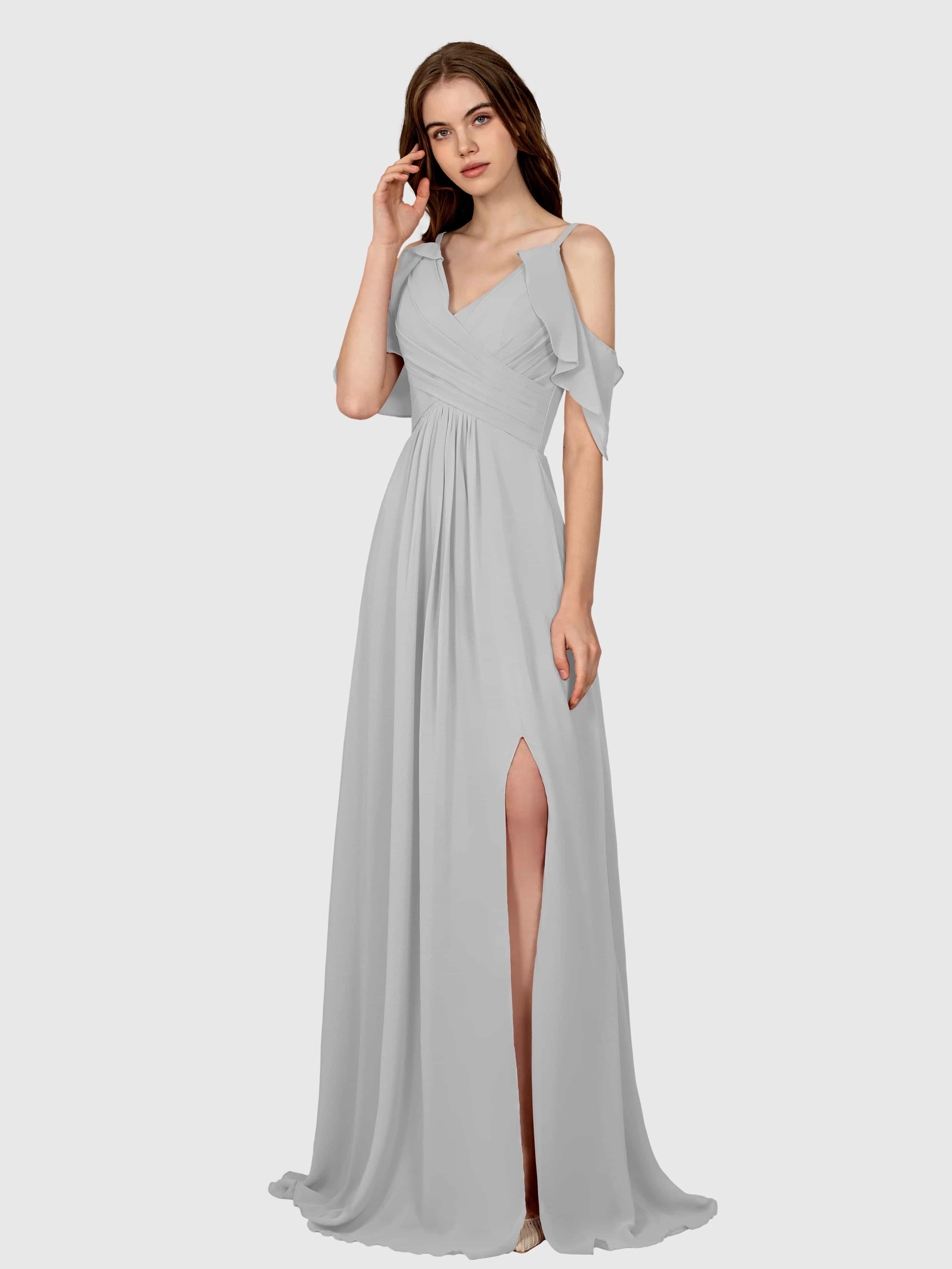 Evelyn Trendy Ruched Draped Sleeves Bridesmaid Dresses