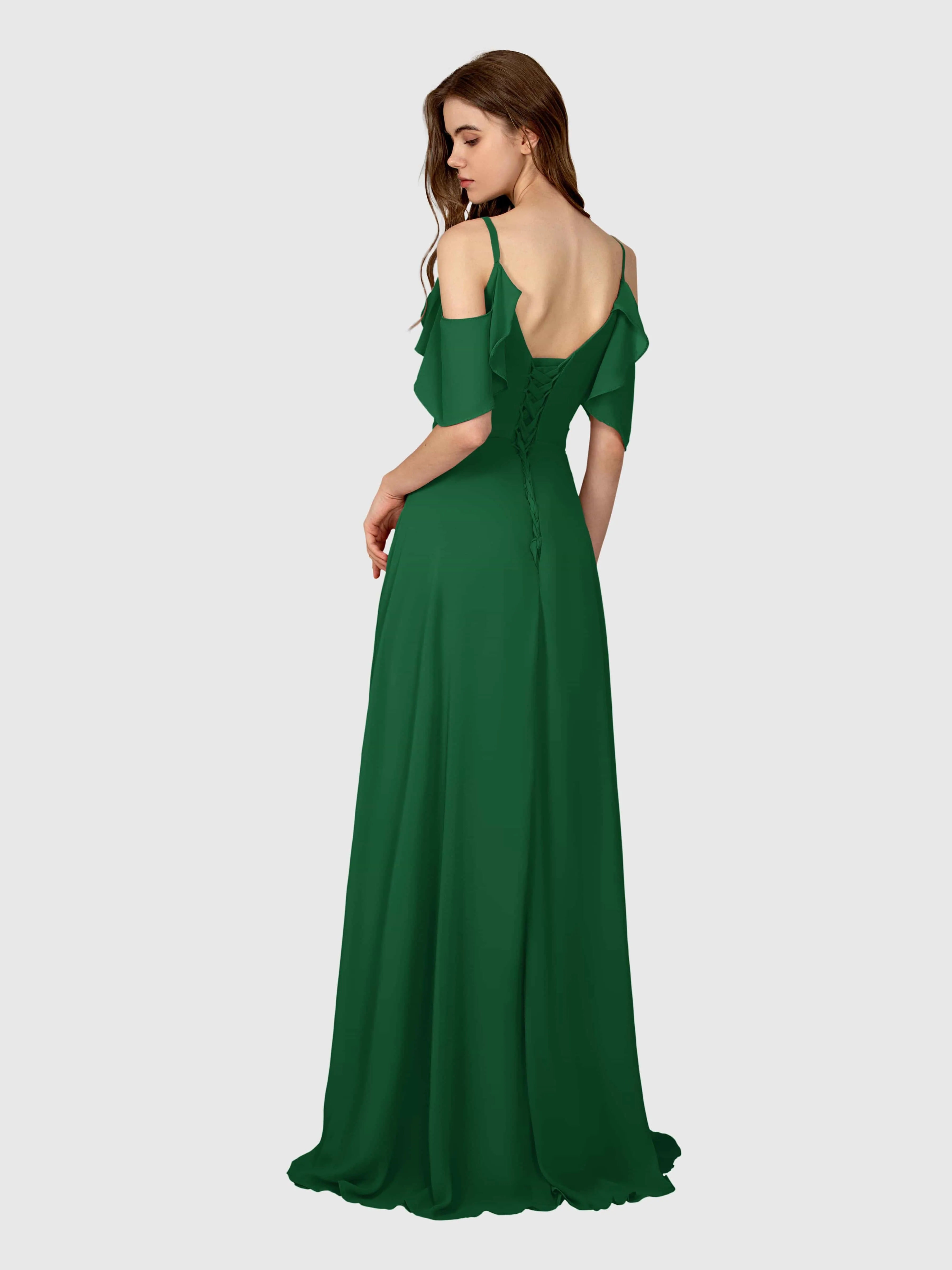 Evelyn Trendy Ruched Draped Sleeves Bridesmaid Dresses