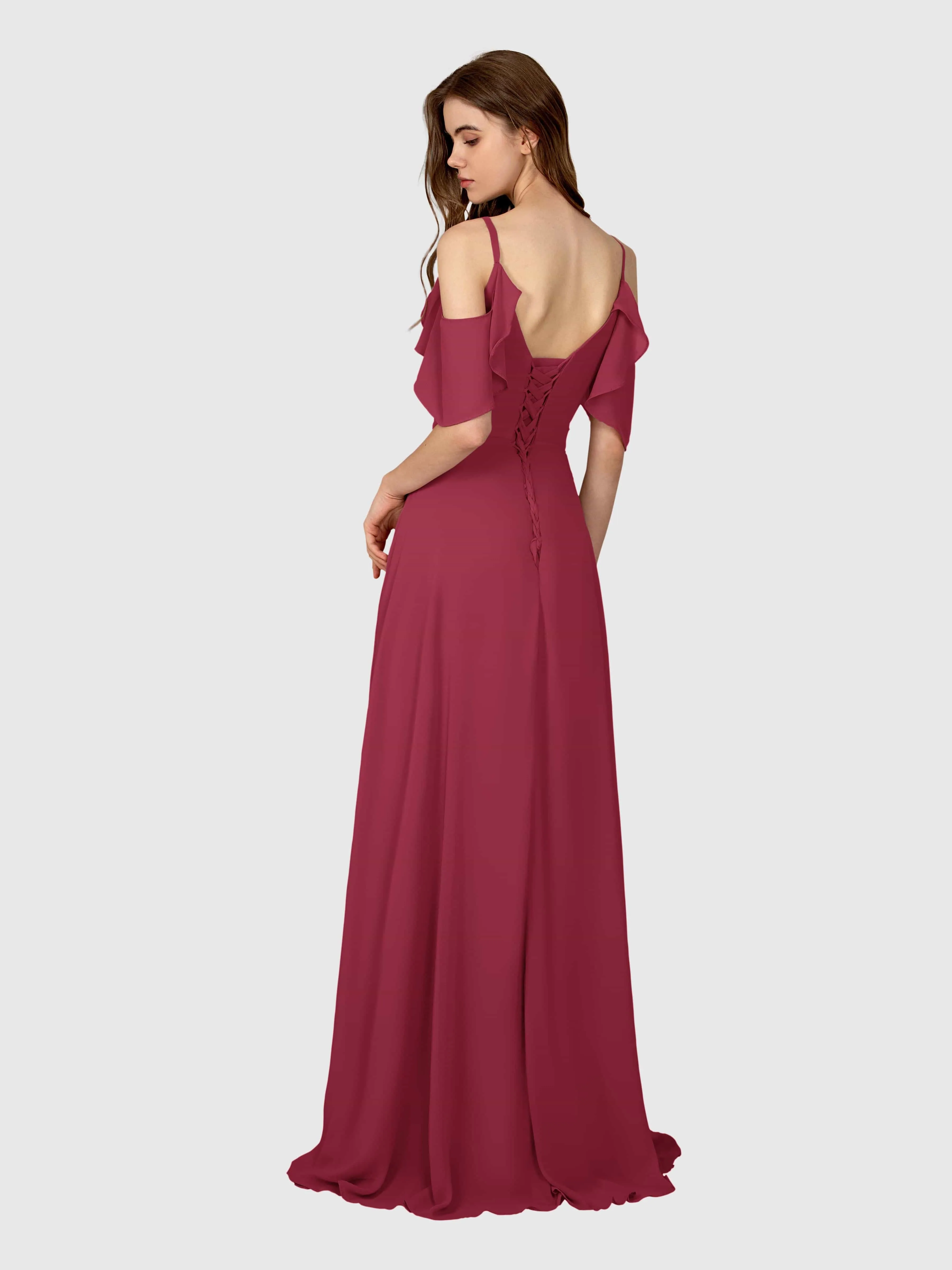 Evelyn Trendy Ruched Draped Sleeves Bridesmaid Dresses