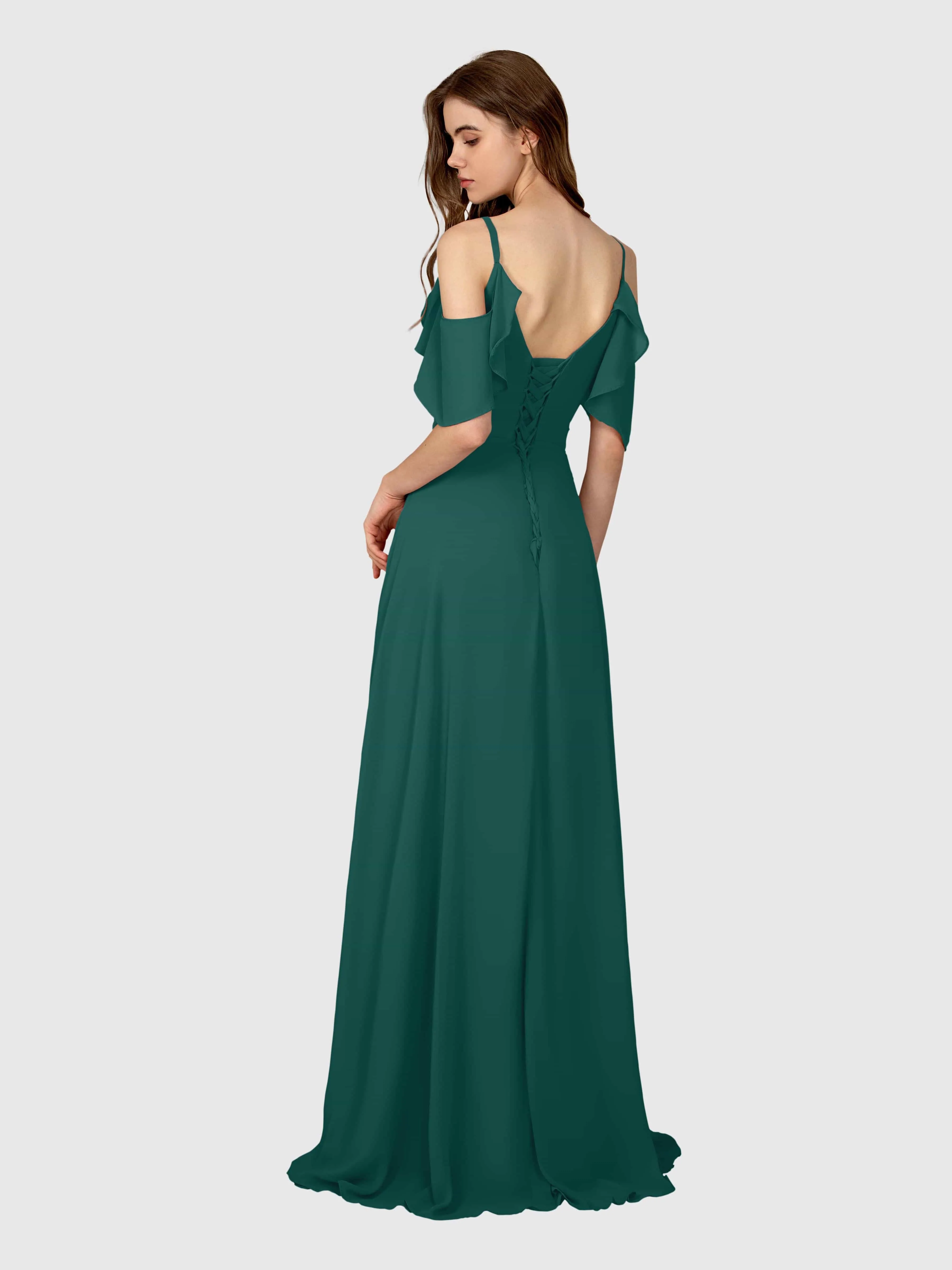 Evelyn Trendy Ruched Draped Sleeves Bridesmaid Dresses