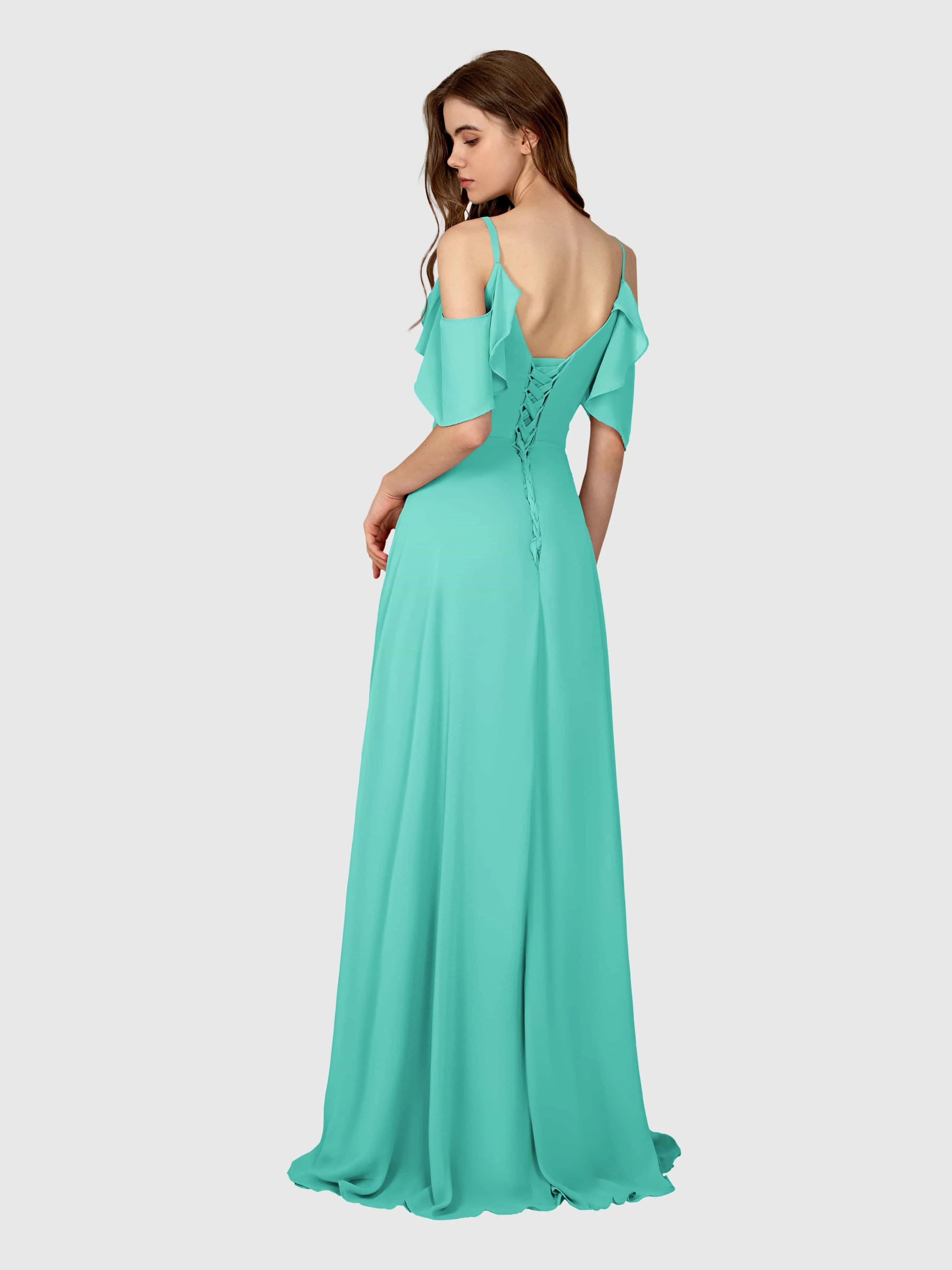 Evelyn Trendy Ruched Draped Sleeves Bridesmaid Dresses