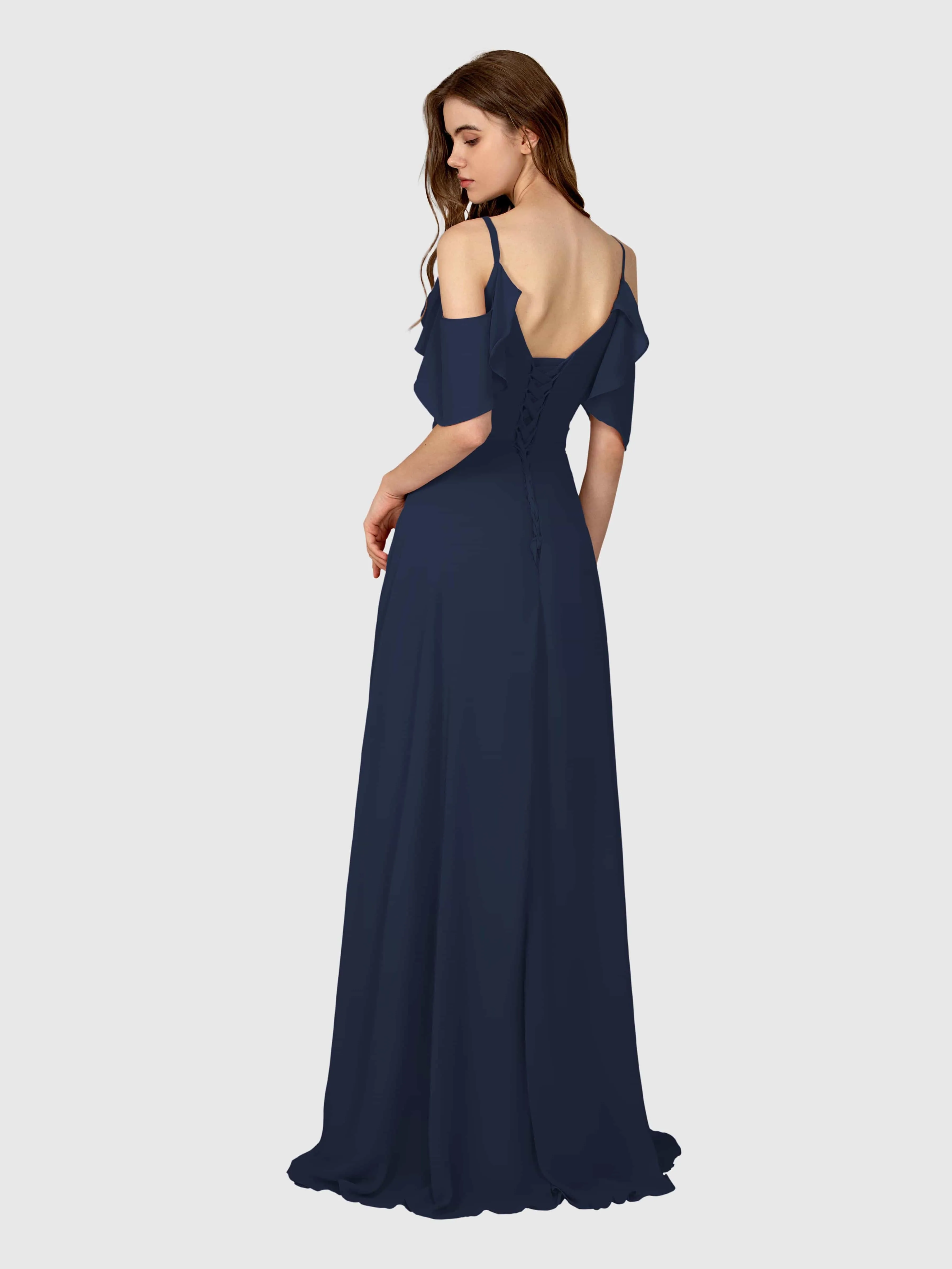 Evelyn Trendy Ruched Draped Sleeves Bridesmaid Dresses