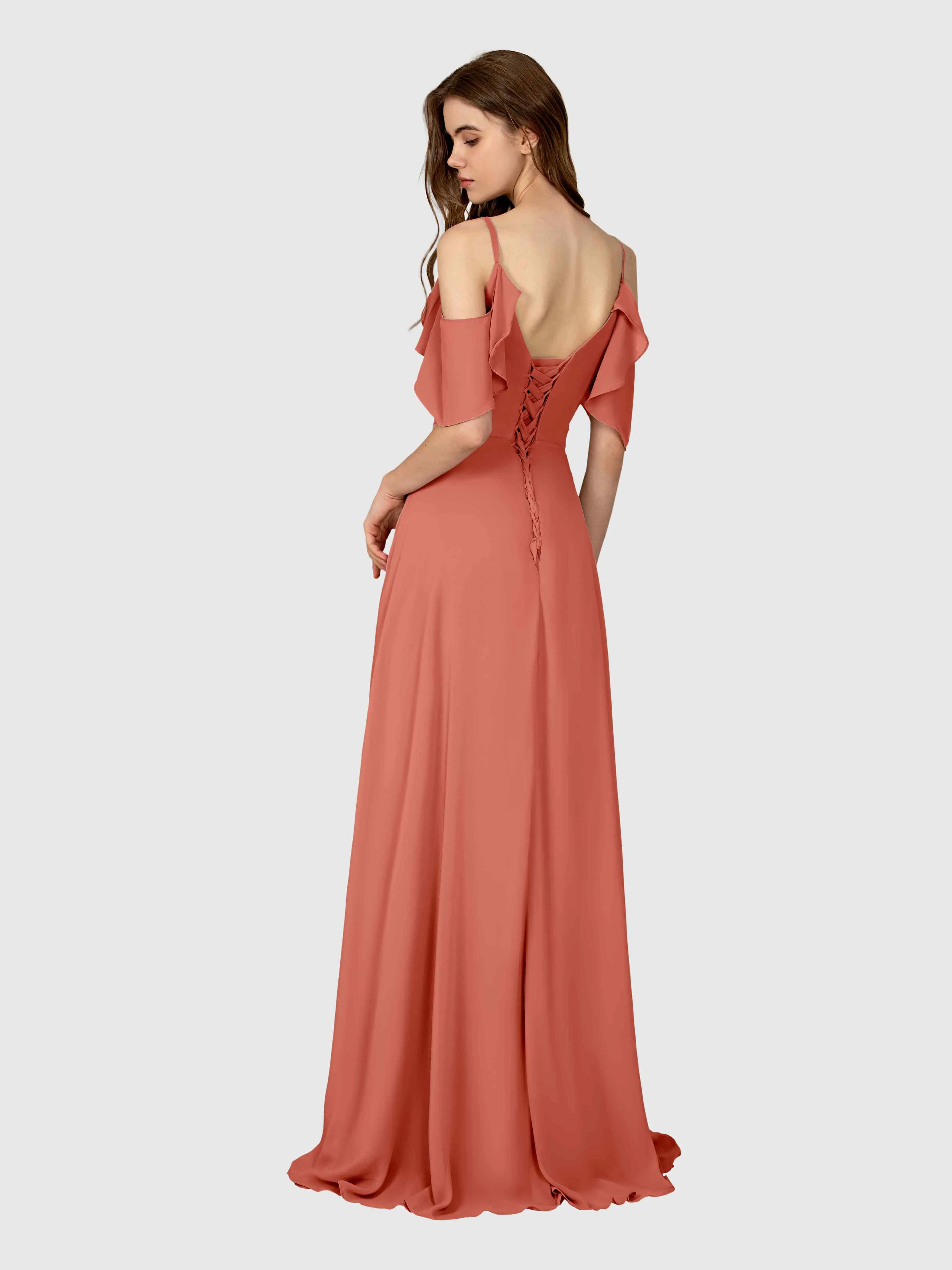 Evelyn Trendy Ruched Draped Sleeves Bridesmaid Dresses