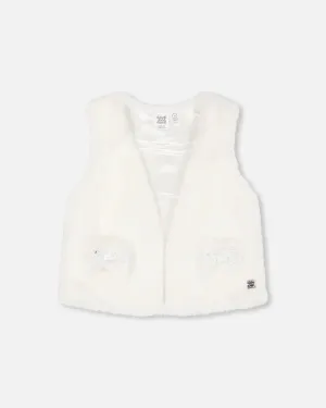 Faux Fur Vest Off White