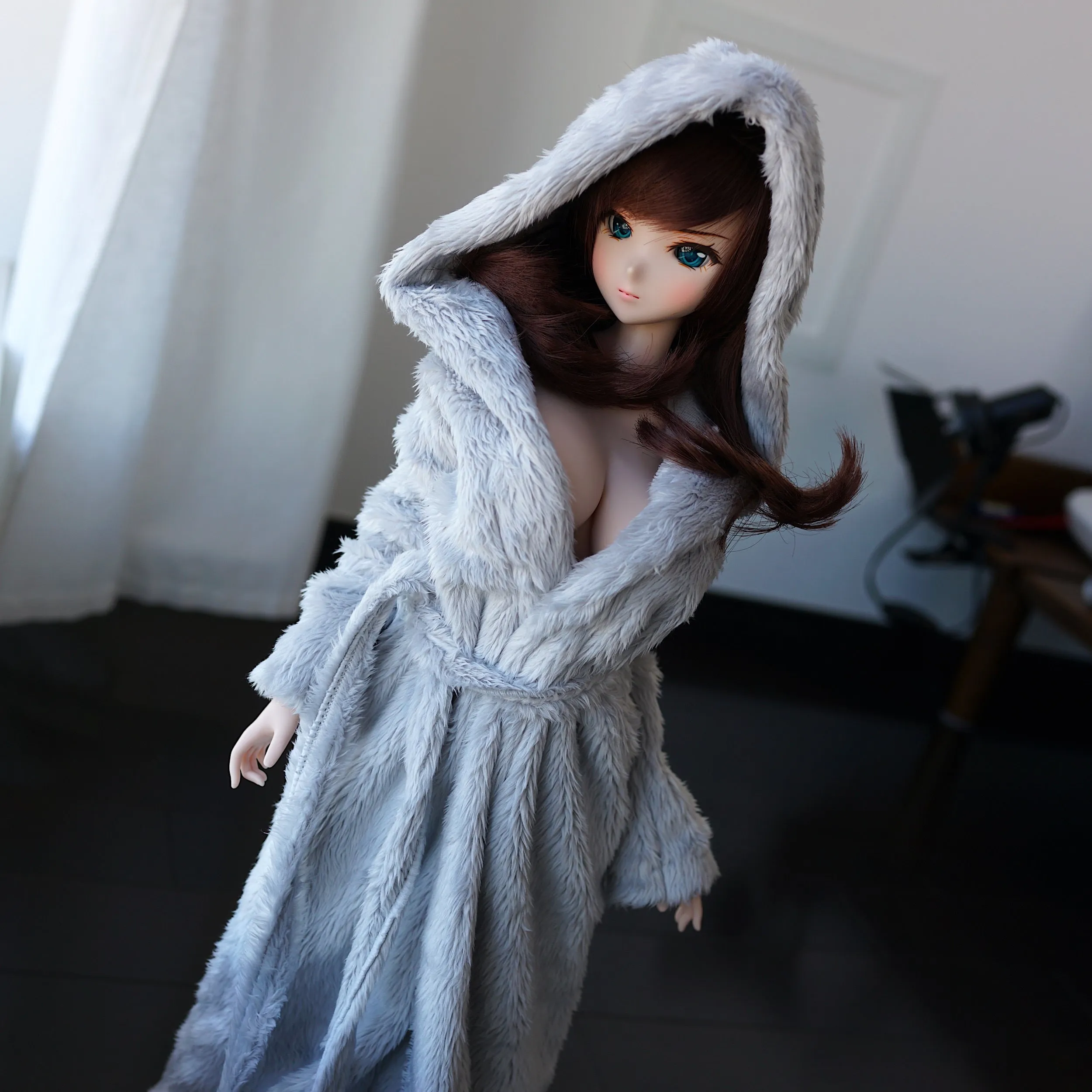 Fluffy Hooded Gown
