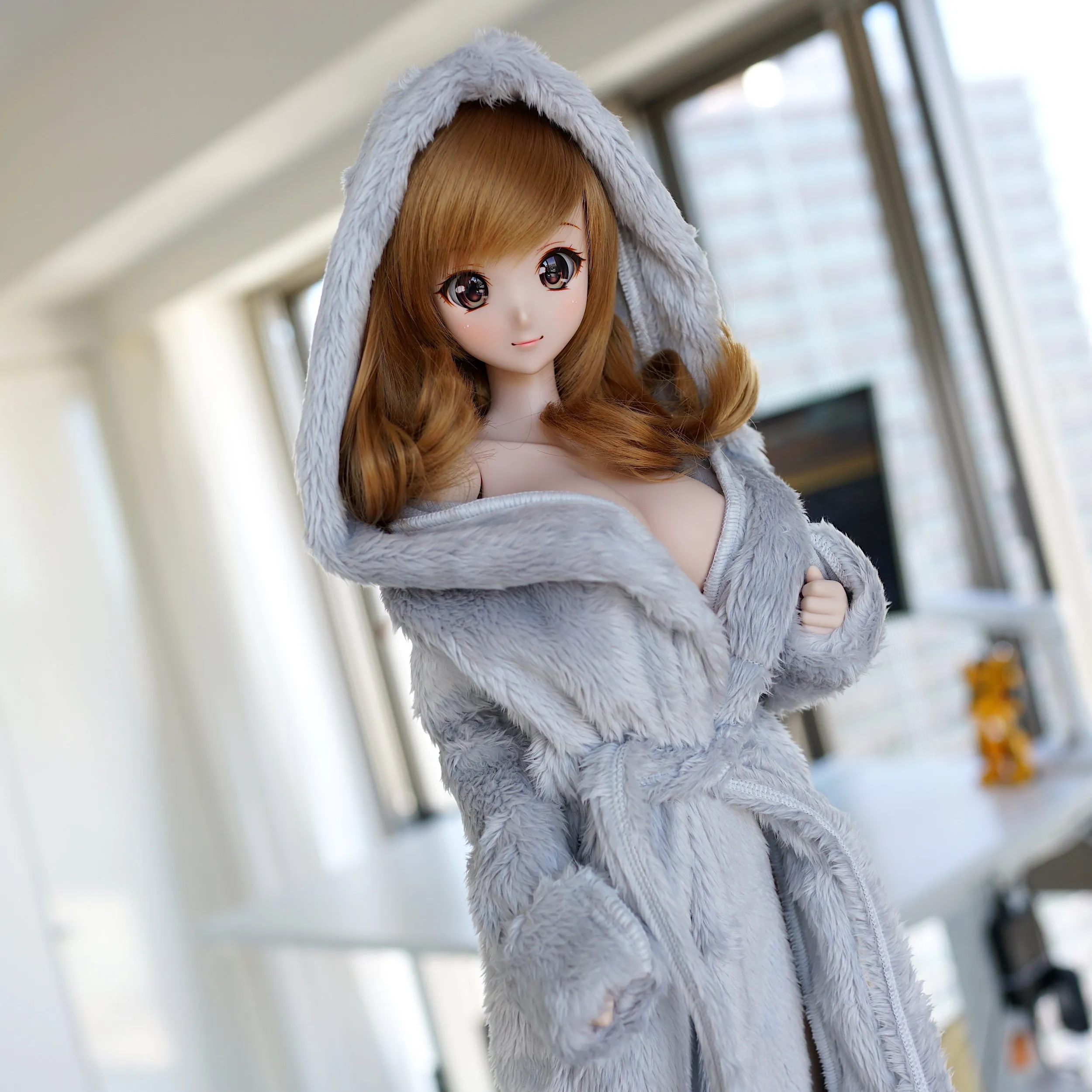 Fluffy Hooded Gown