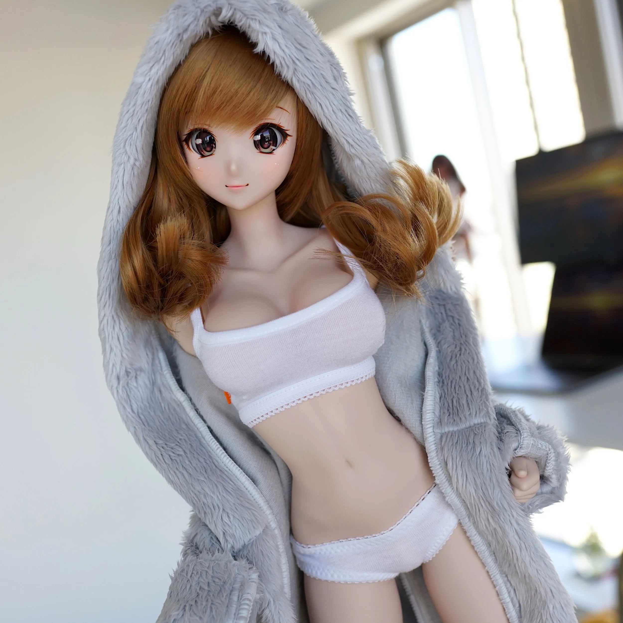 Fluffy Hooded Gown