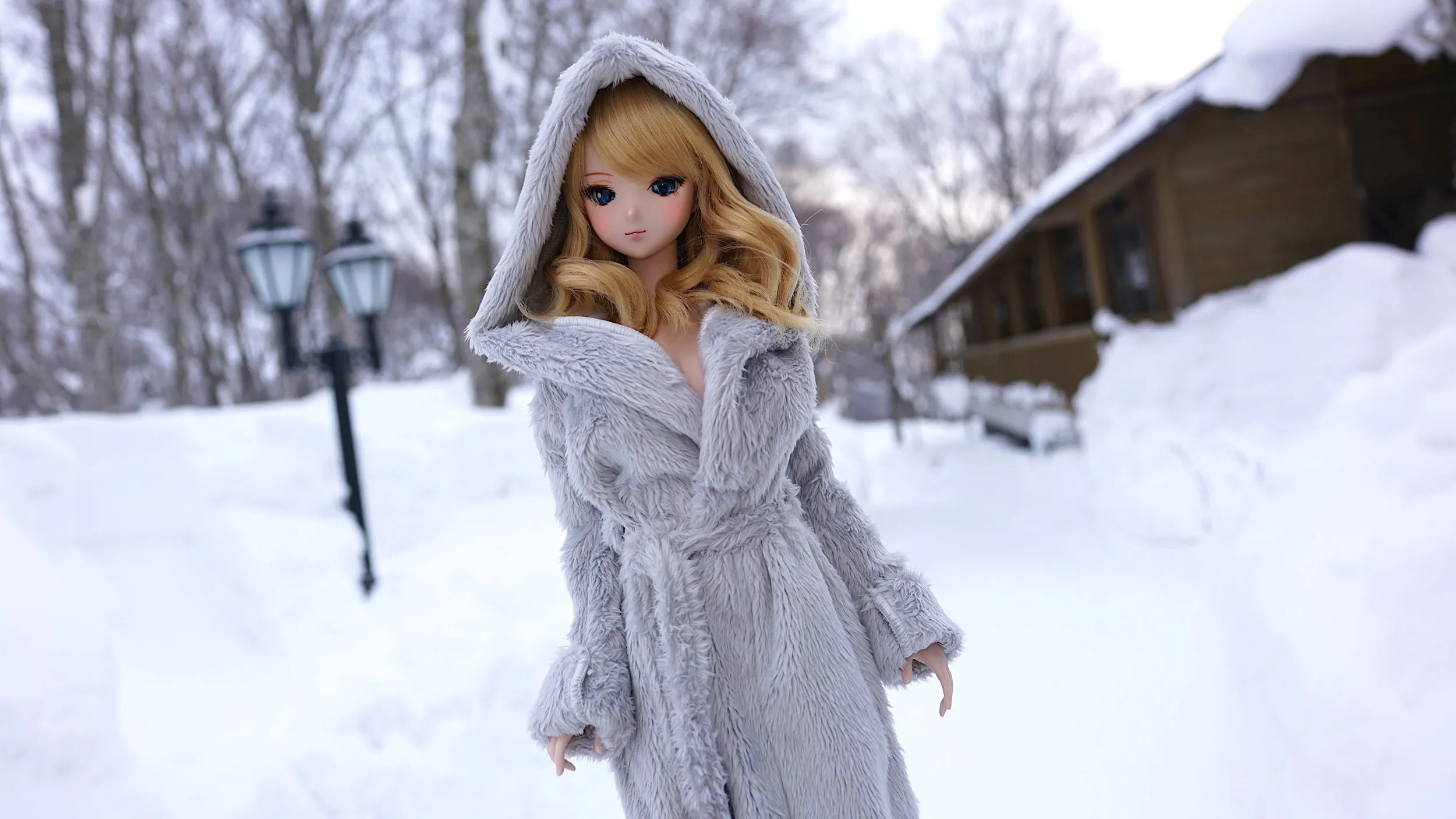 Fluffy Hooded Gown