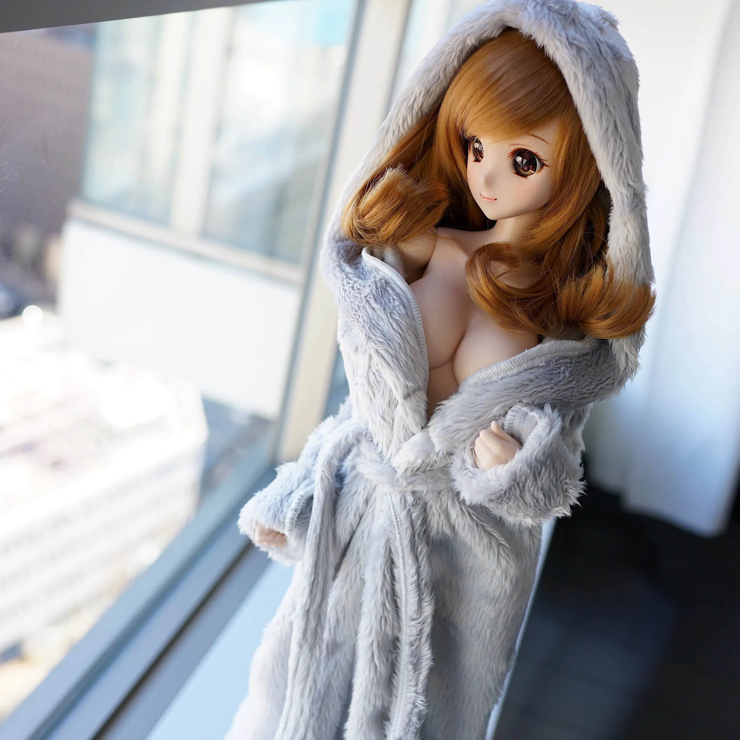 Fluffy Hooded Gown