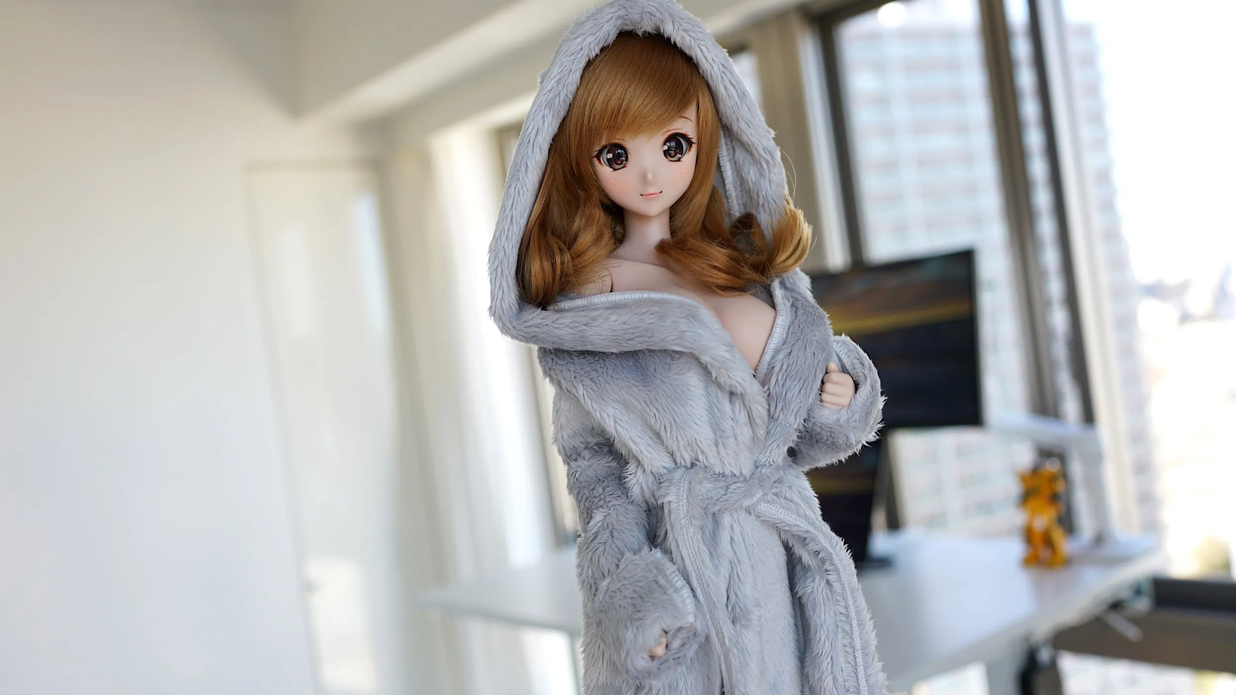 Fluffy Hooded Gown