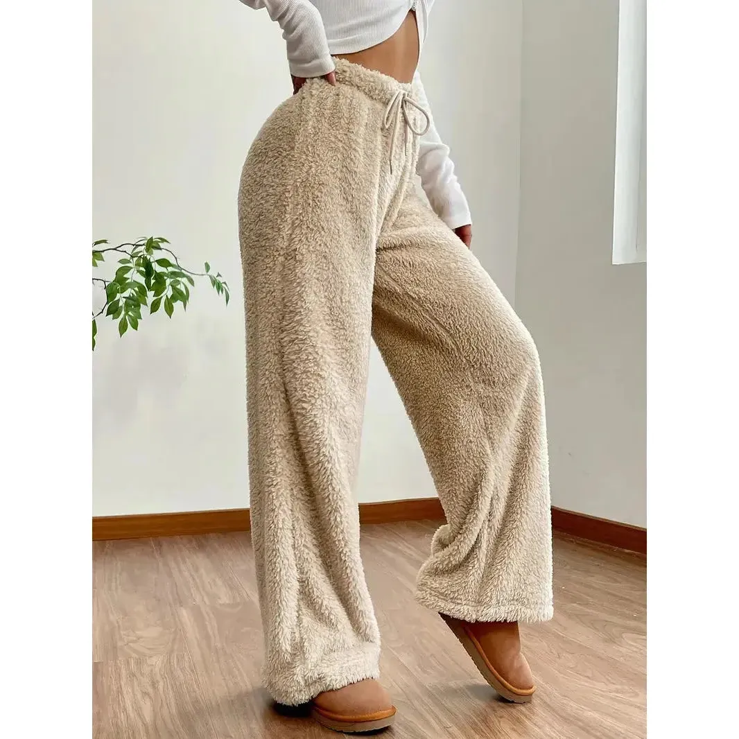 Freya Pants - Warme und bequeme Teddybär-Hose mit weitem Bein