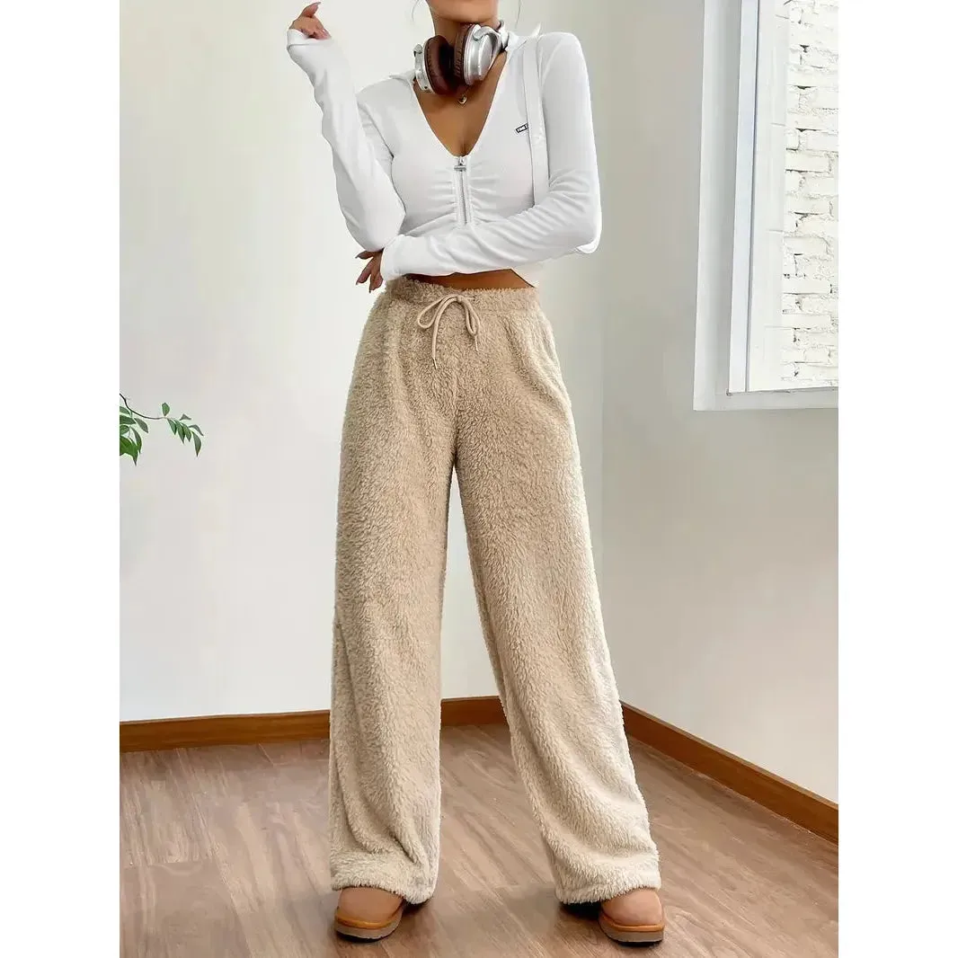 Freya Pants - Warme und bequeme Teddybär-Hose mit weitem Bein