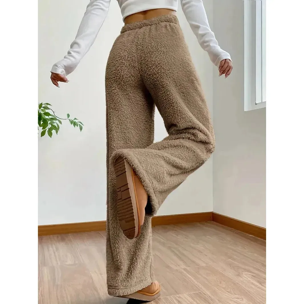 Freya Pants - Warme und bequeme Teddybär-Hose mit weitem Bein