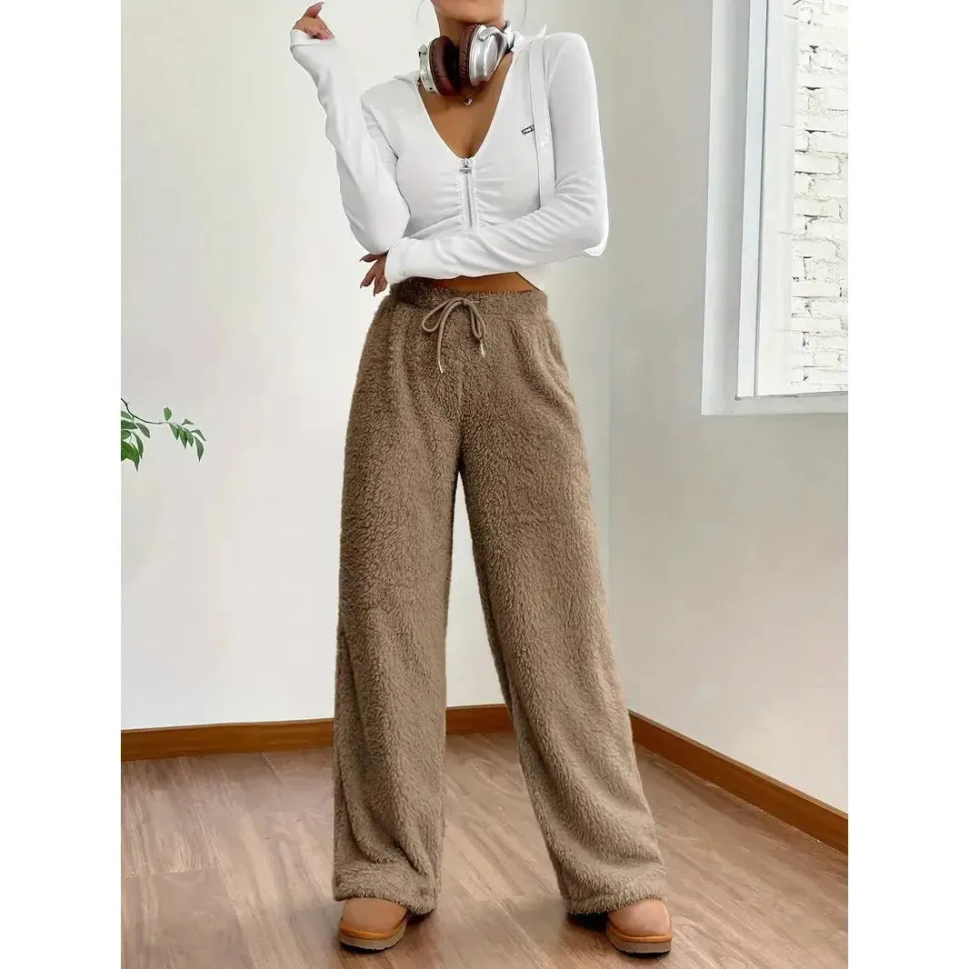 Freya Pants - Warme und bequeme Teddybär-Hose mit weitem Bein