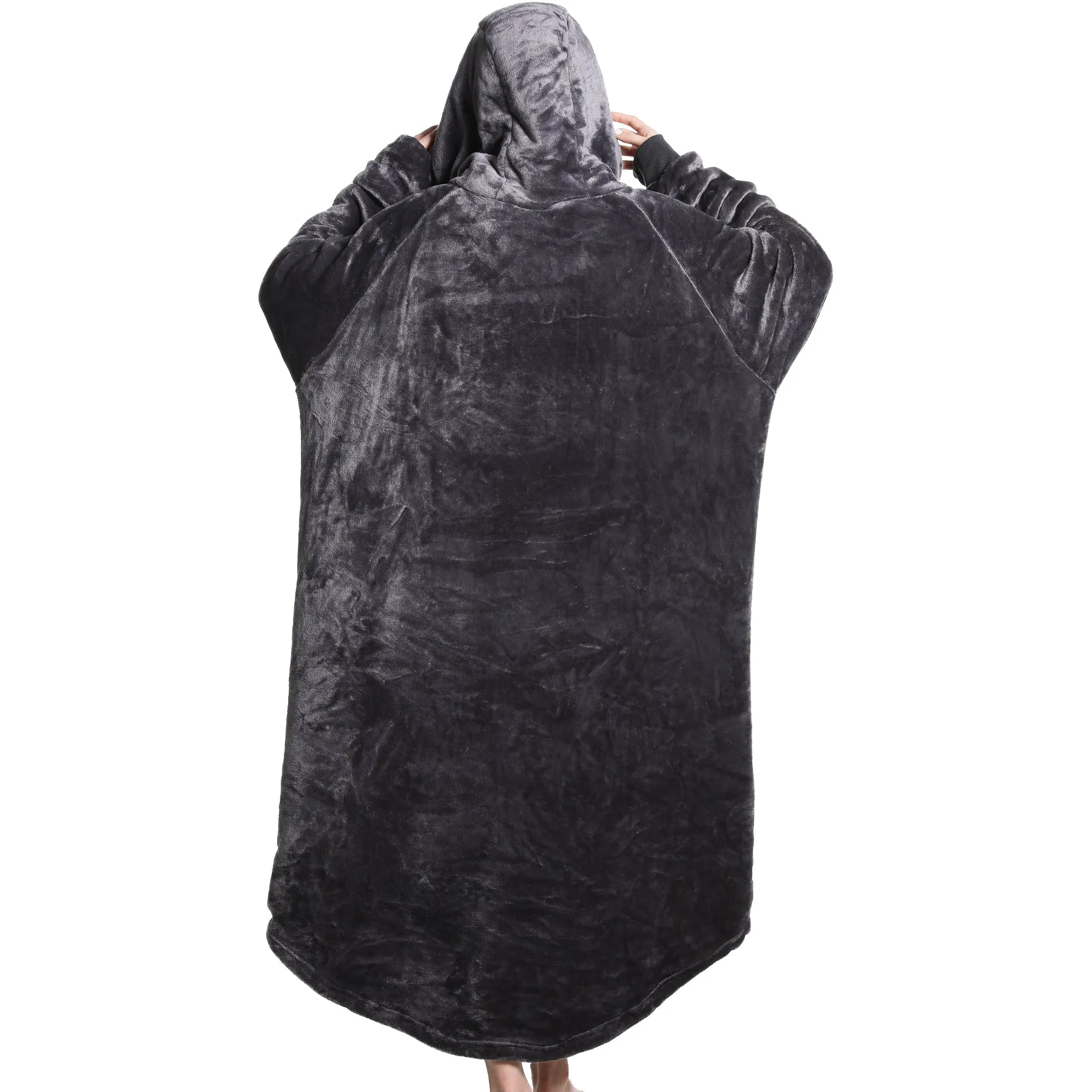 Grey Oversized Floor-Length Body Blanket Hoodie