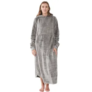 Grey Oversized Floor-Length Body Blanket Hoodie