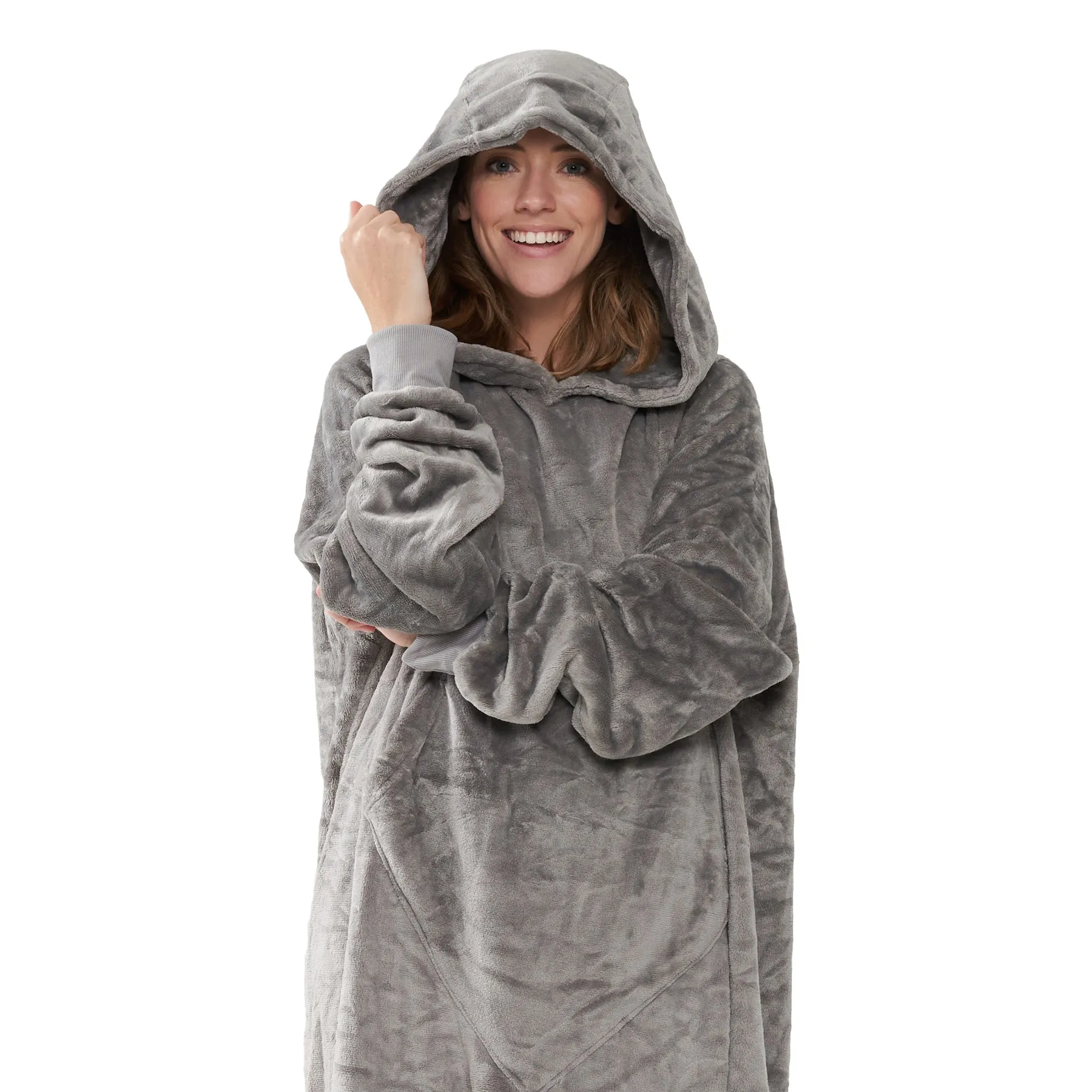 Grey Oversized Floor-Length Body Blanket Hoodie