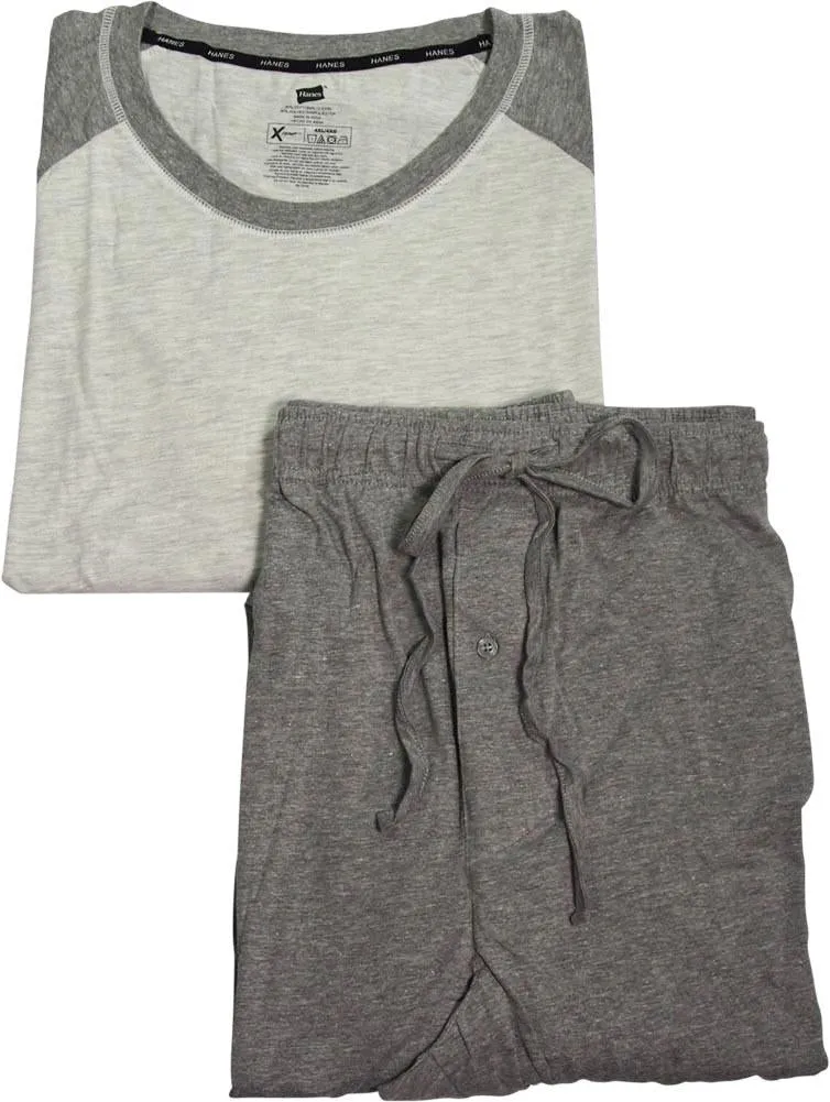 Hanes Mens Big X-Temp Short Sleeve Tagless Cotton Raglan Shirt & Pants Pjs, 39893