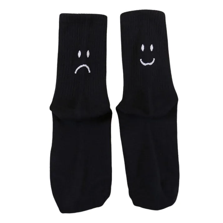 Happy & Sad Face Print Socks