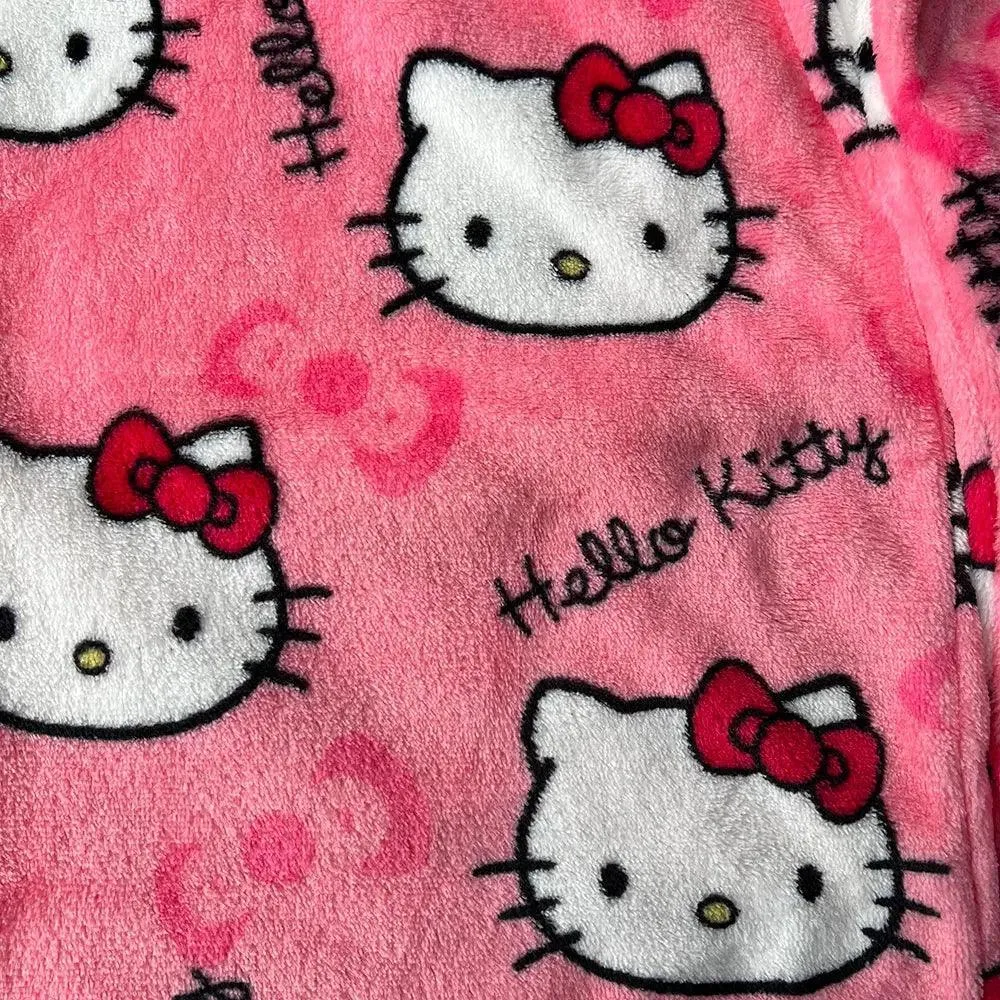 Hello Kitty Cartoon Flannel Pajamas: Cozy Winter Lounge Pants