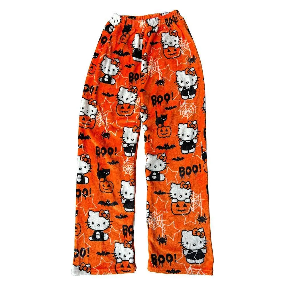 Hello Kitty Cartoon Flannel Pajamas: Cozy Winter Lounge Pants