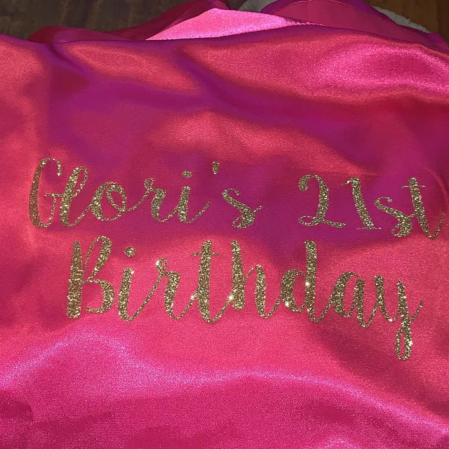 Hot Pink Satin Kimono Robe