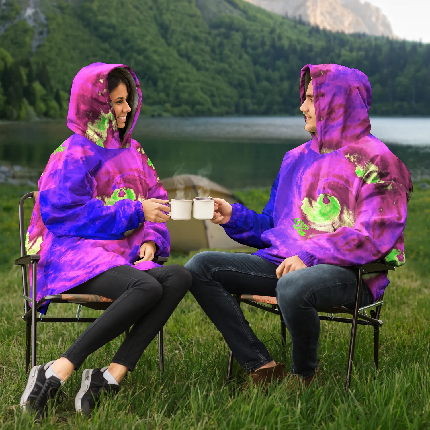 Hurricane Print Purple Rain Unisex Oversized Plush Snug Hoodie