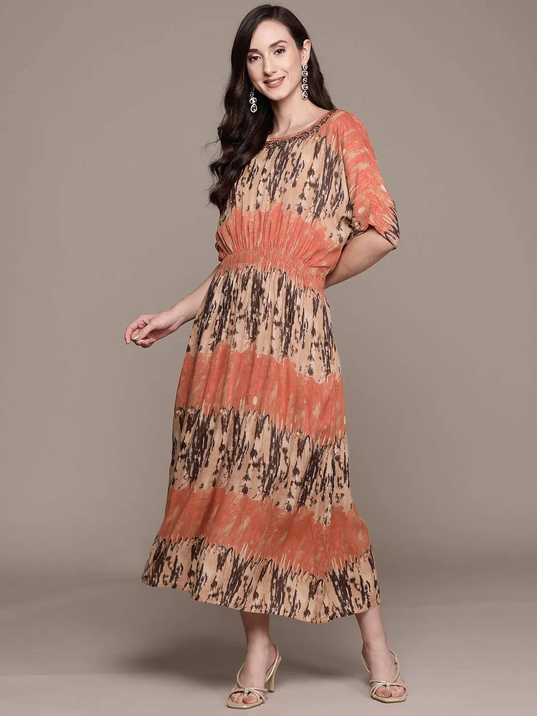 Ishin Women's Multicolored Empire Dress