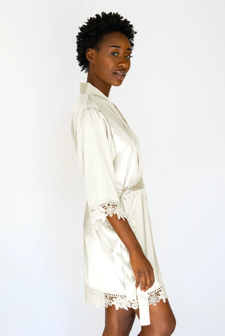 Ivory Lila Lace Bridal Robe
