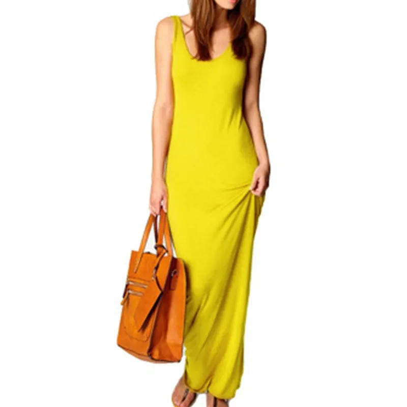 Ladies Solid Slim Trendy Beach Maxi Dress