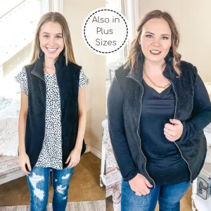 Last Chance Size Small, Large & XL | Up North Zip Up Wubby Vest with Pockets in Black