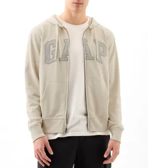 Logo Zip Hoodie Unbleached White