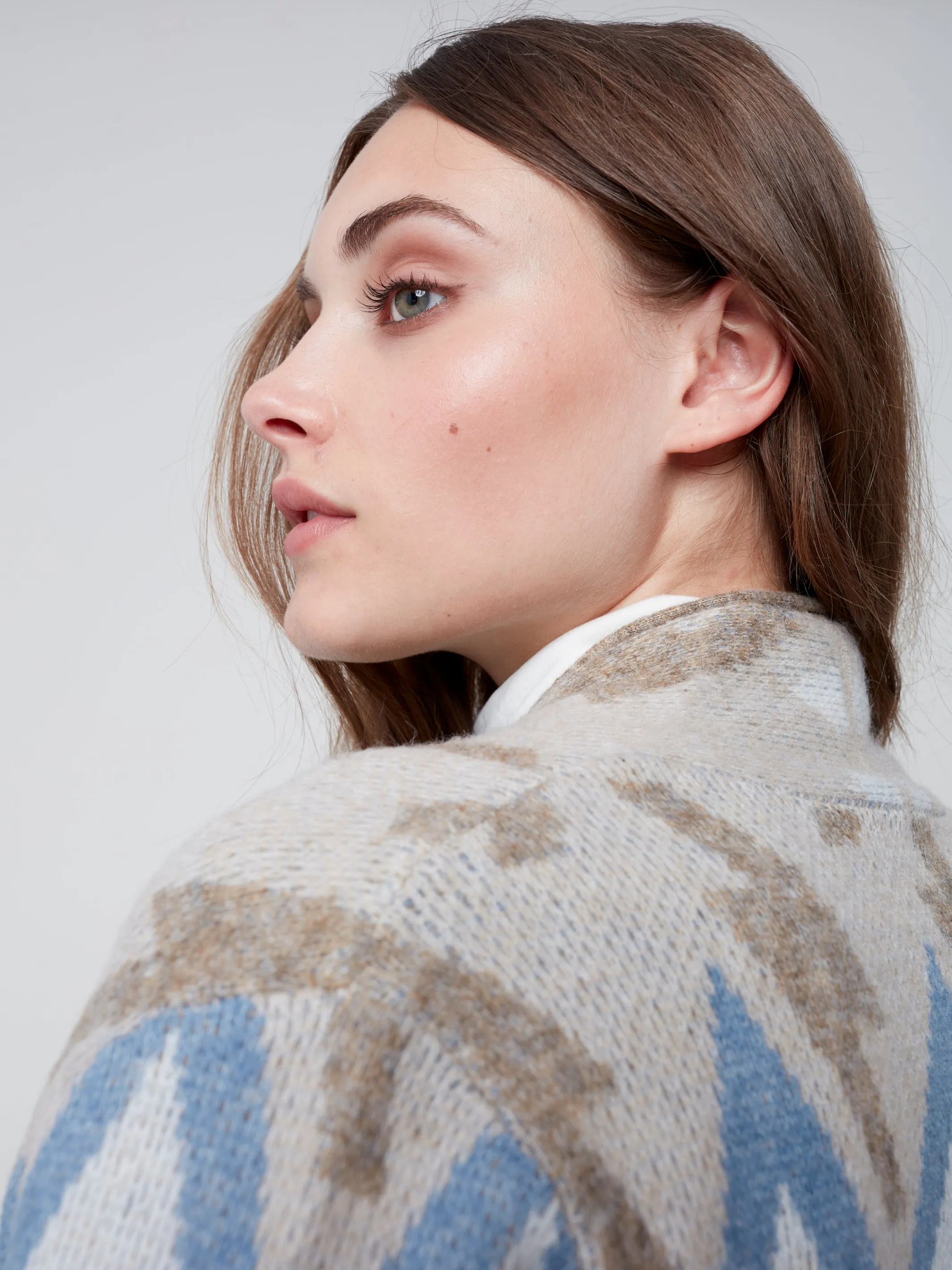 Long Jacquard Knit Cardigan