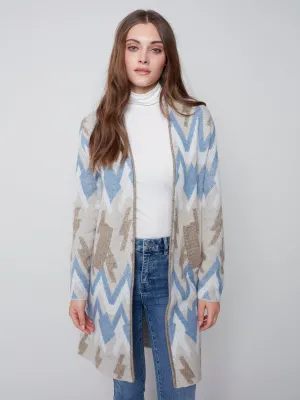 Long Jacquard Knit Cardigan