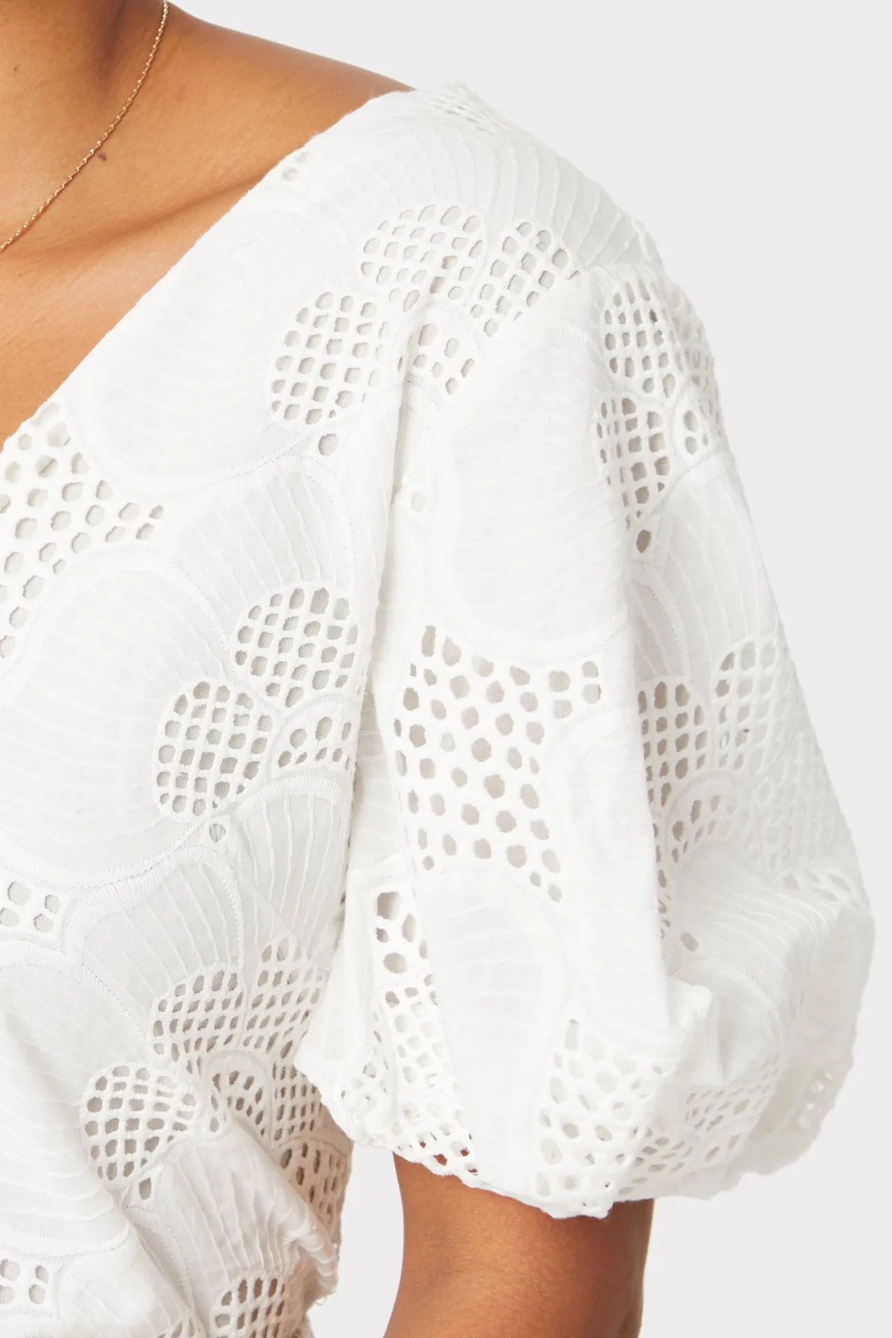 Maci Pieres Eyelet Puff Sleeve Top