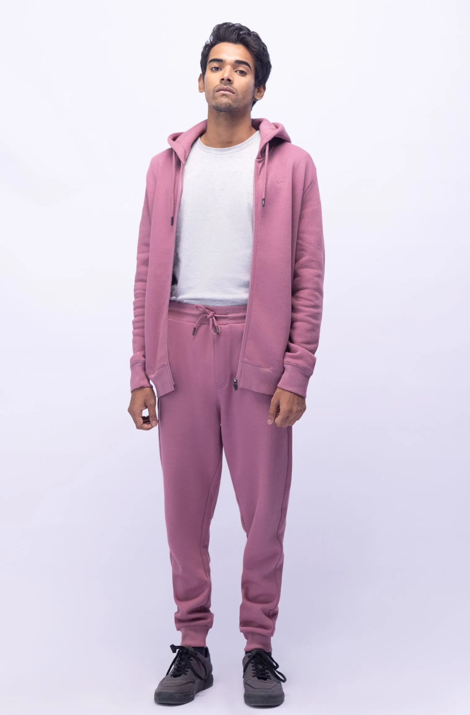Mauve Pink Zipper Hoodie