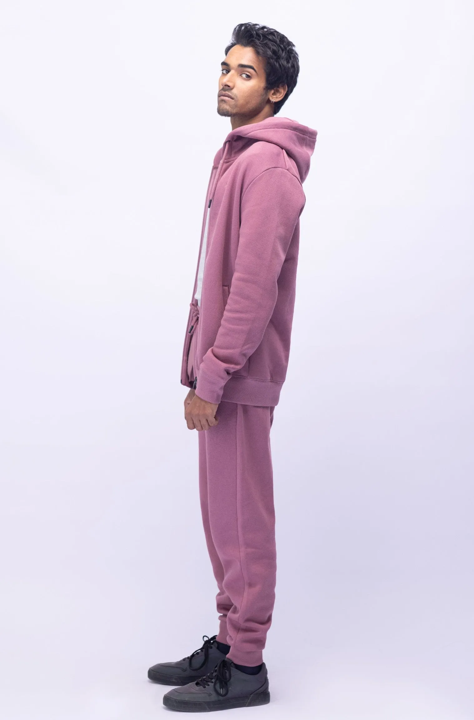 Mauve Pink Zipper Hoodie