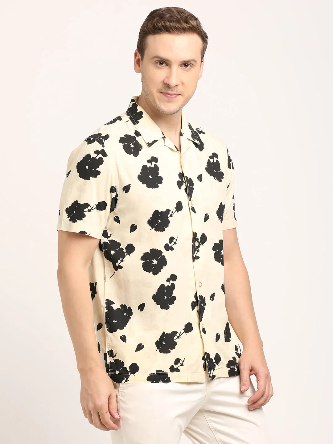 Men Printed Half Sleeve Cotton Viscose Shirt