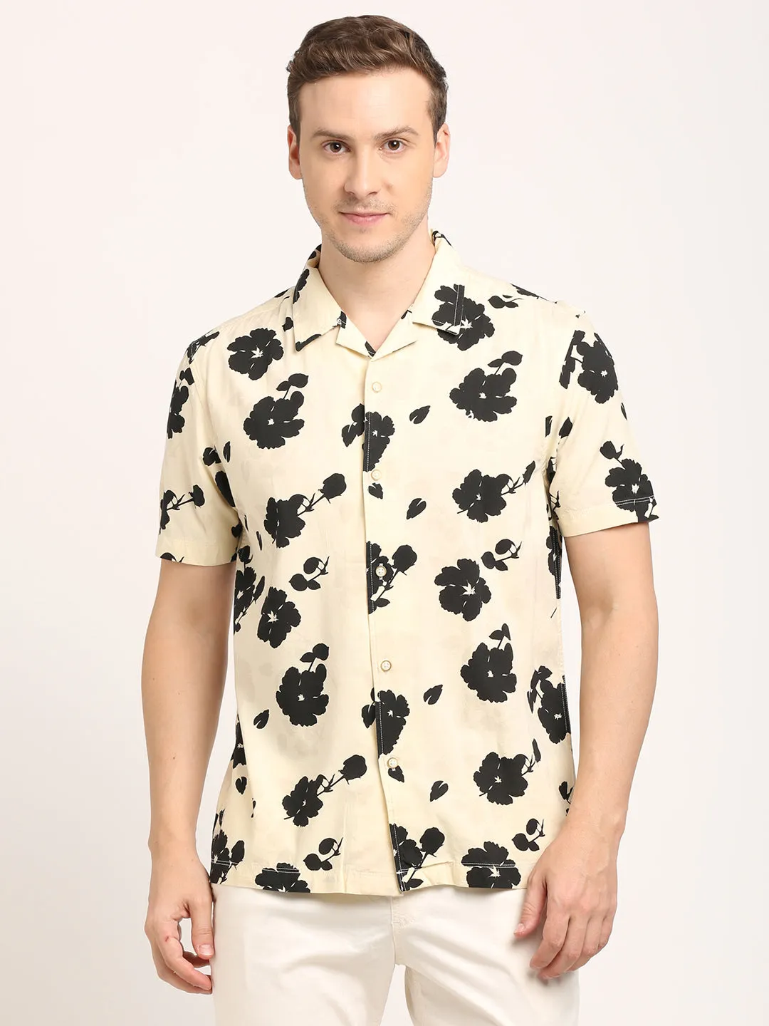 Men Printed Half Sleeve Cotton Viscose Shirt