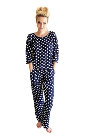 Navy and White Polka Dot Jams